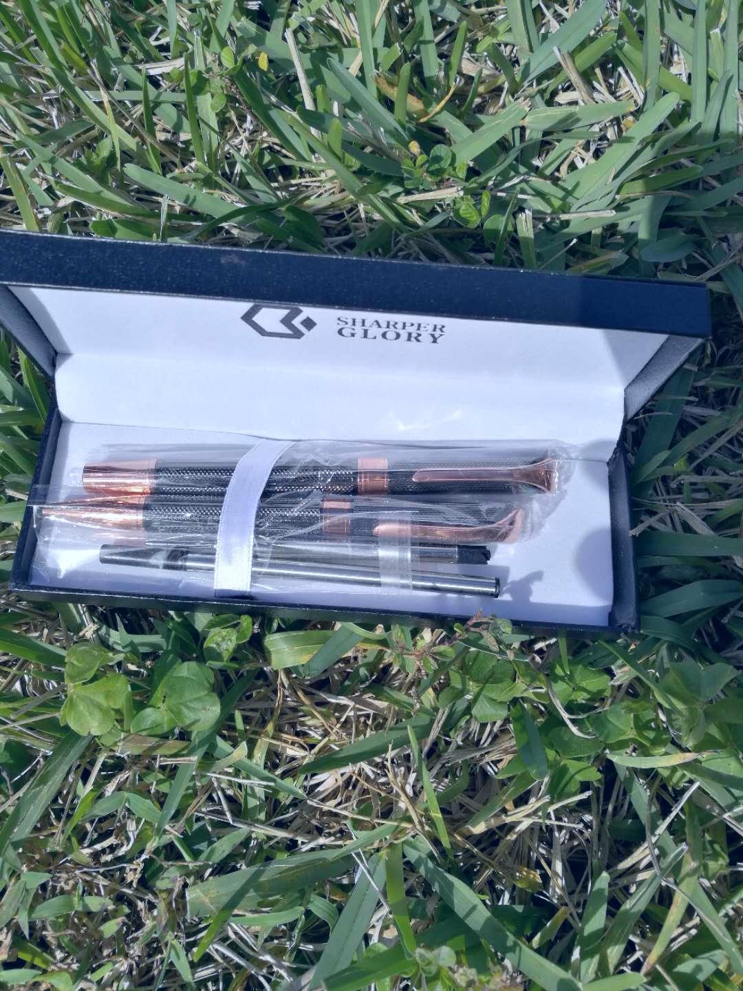 Ballpoint and Rollerball Pen Set, Stylish Line Engraved Metal Pen Elegant Smooth Writing Gift Pen (2 Pens with 2 Extra Refills) customer photo 1
