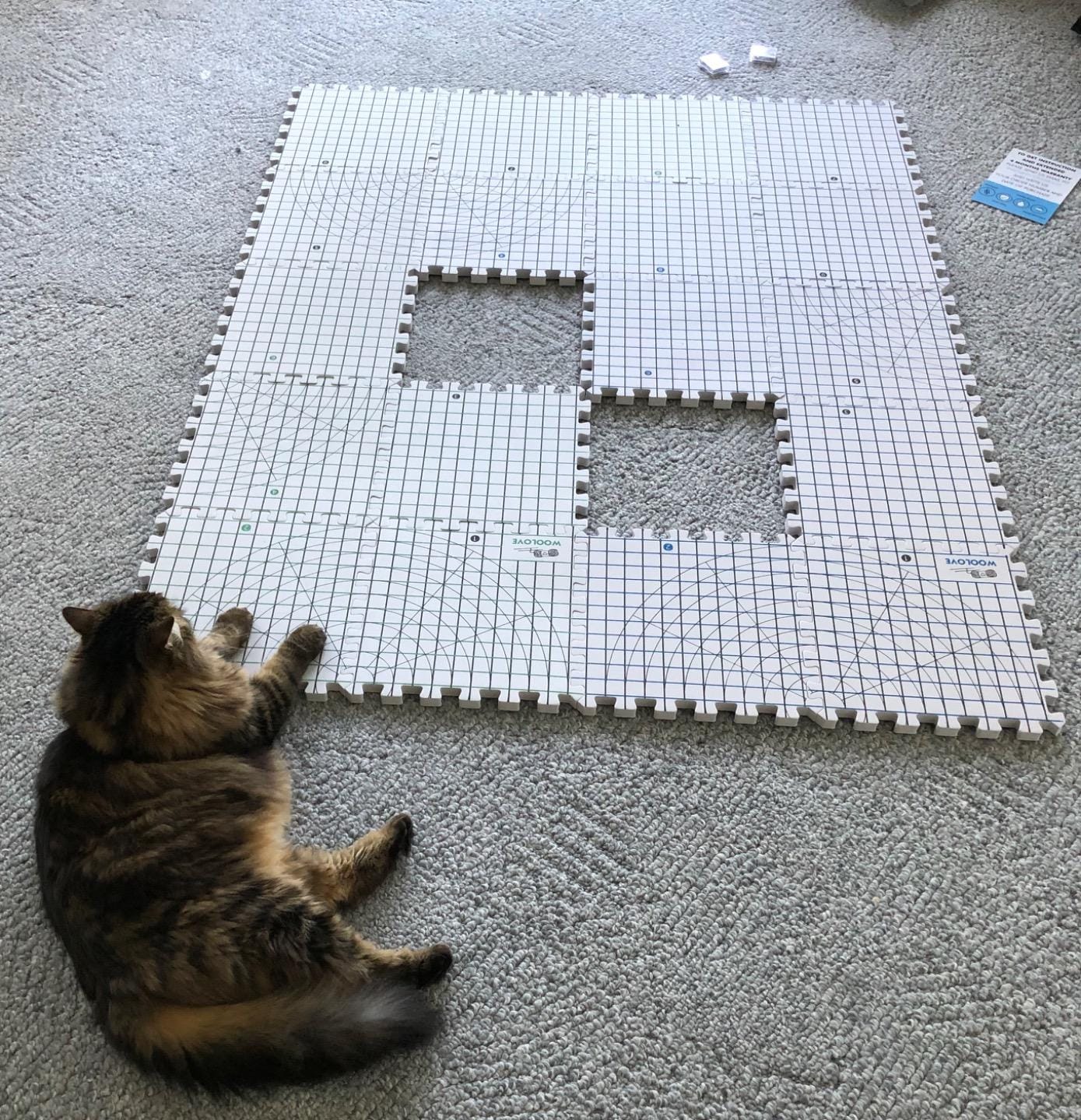 Blocking Mats for Wet and Steam Blocking with Grids and Radial Circles for Curved Projects - 1 cm Thickness - Set of 9 Marked with Numbers Includes 50 t pins and Storage Bag customer photo 2