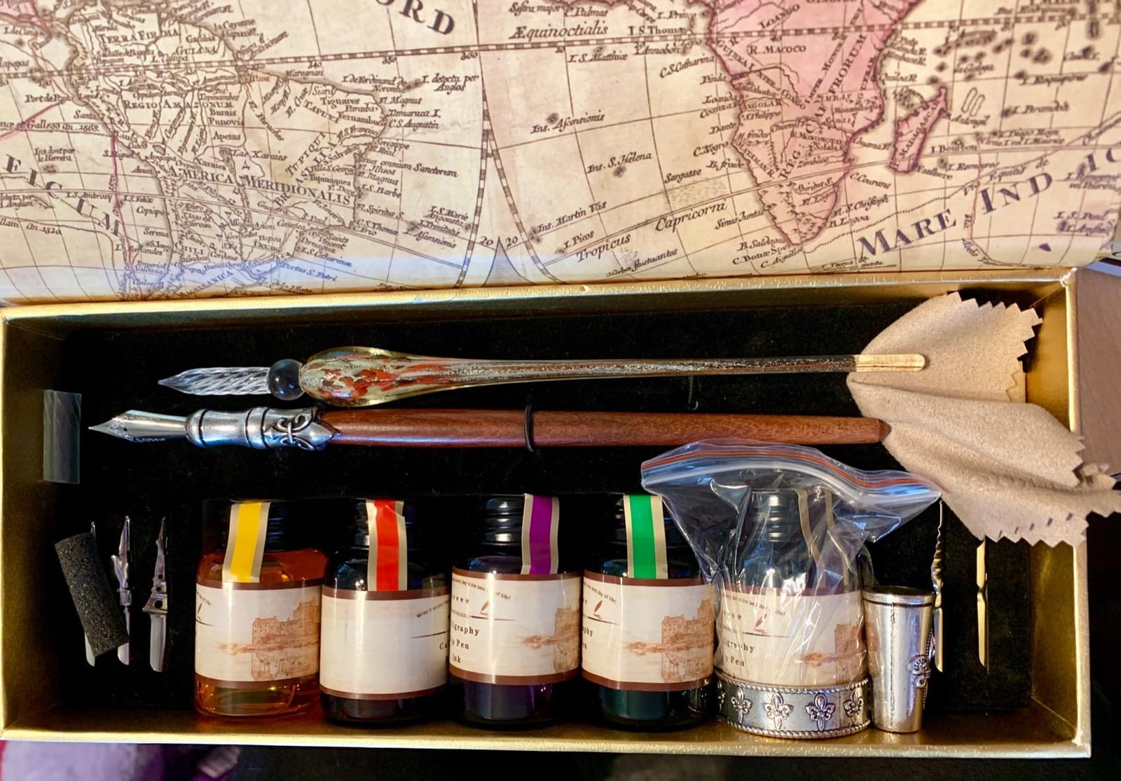 MU-02 Calligraphy Pen Set, Glass Dip Pen and Handcrafted Wooden Dip Pen Gift Set with 5 Colors Calligraphy Ink 6 Nibs, Calligraphy Set for Beginners customer photo 1