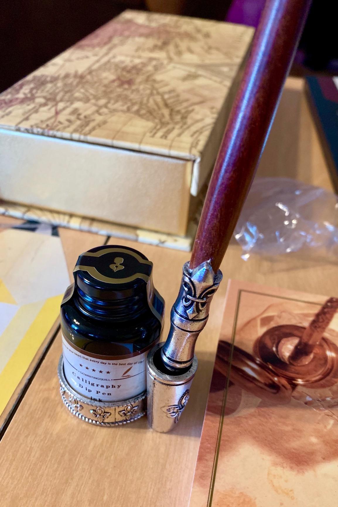 MU-02 Calligraphy Pen Set, Glass Dip Pen and Handcrafted Wooden Dip Pen Gift Set with 5 Colors Calligraphy Ink 6 Nibs, Calligraphy Set for Beginners customer photo 2