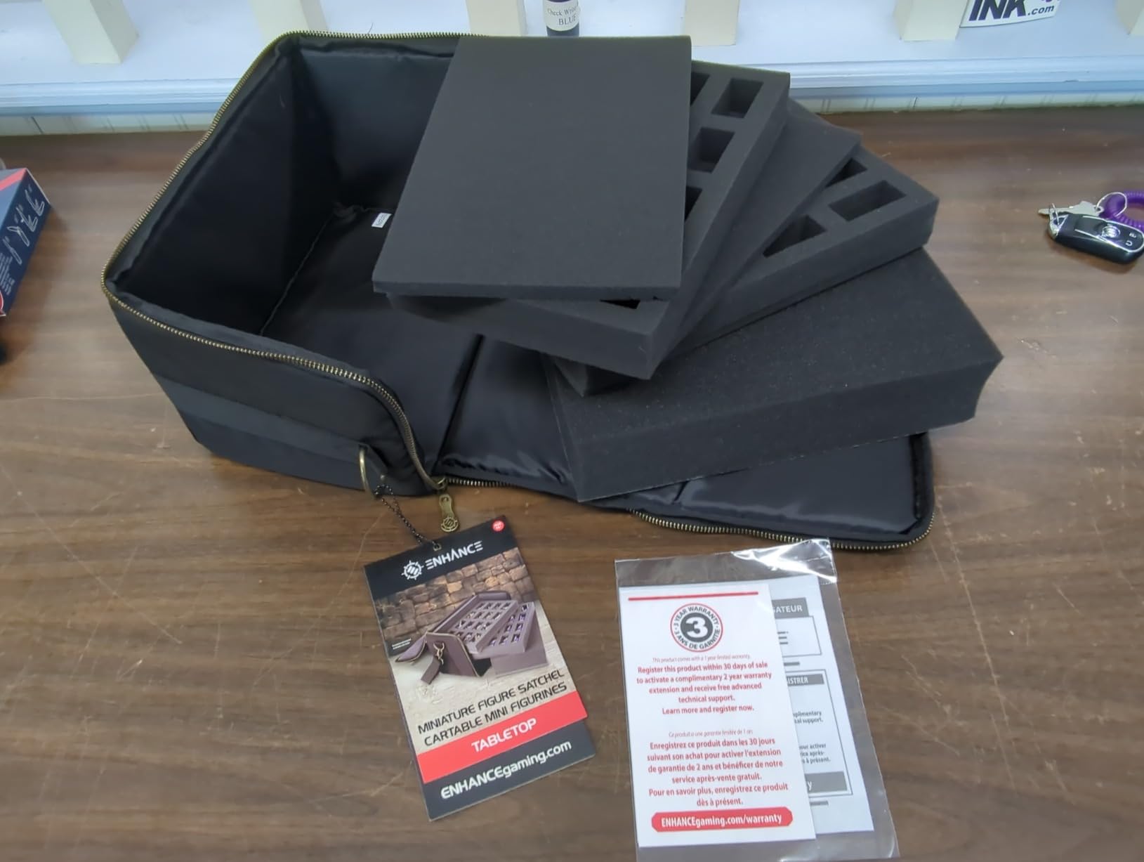 ENHANCE Portable Miniature Figure Storage & Carrying Case - 4 Foam Layers fits 108 Infantry Minis & Pick & Pluck for Large Figures - Book Sleeve & 2 Accessory Pockets for Measuring Tape, Dice & More customer photo 2