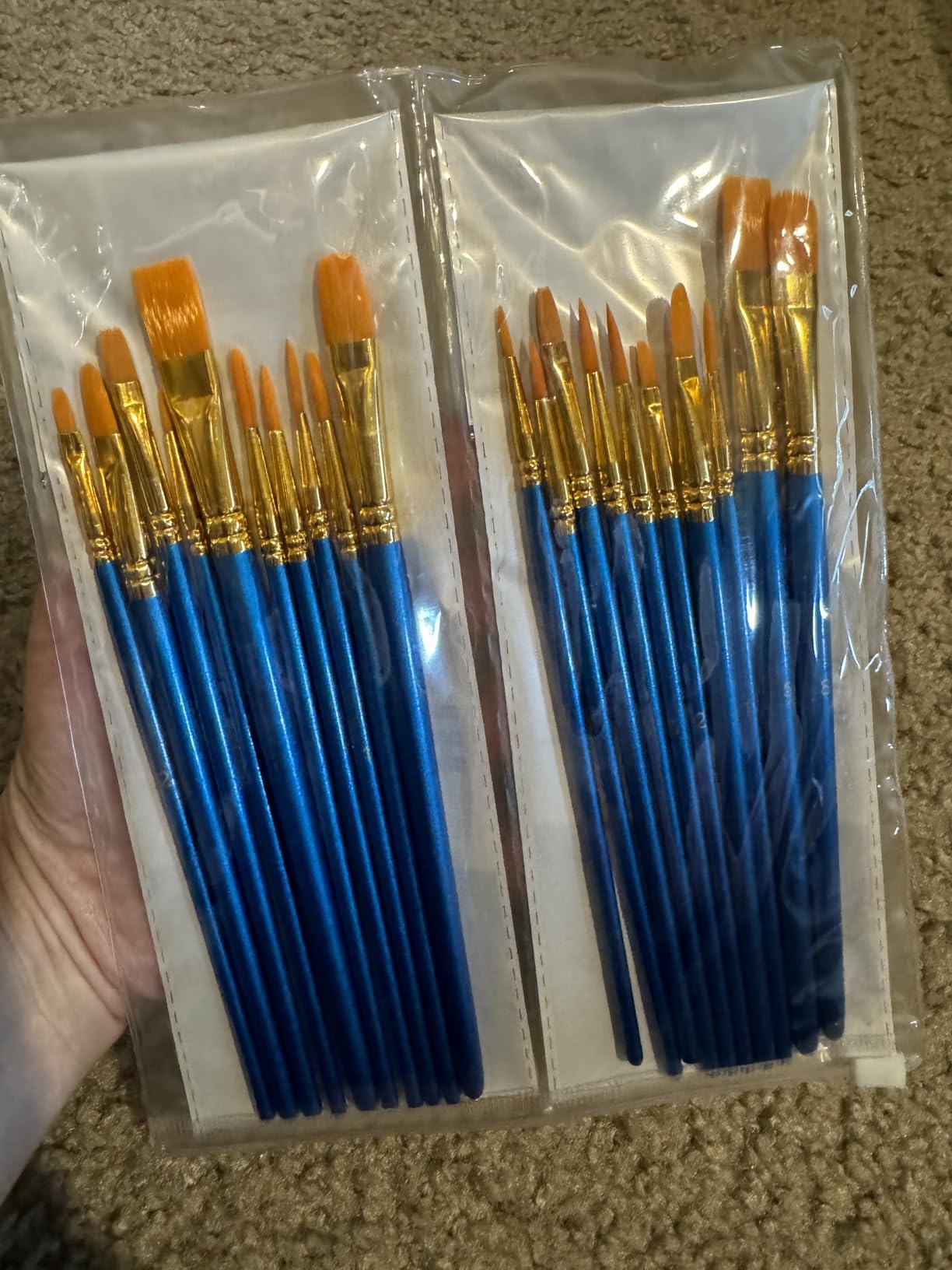 BOSOBO Paint Brush Set, 10pcs Round Pointed Tip Nylon Hair Artist Detail Paintbrushes, Professional Fine Acrylic Oil Watercolor Brushes for Face Nail Body Art Craft Model Miniature Painting, Blue customer photo 2