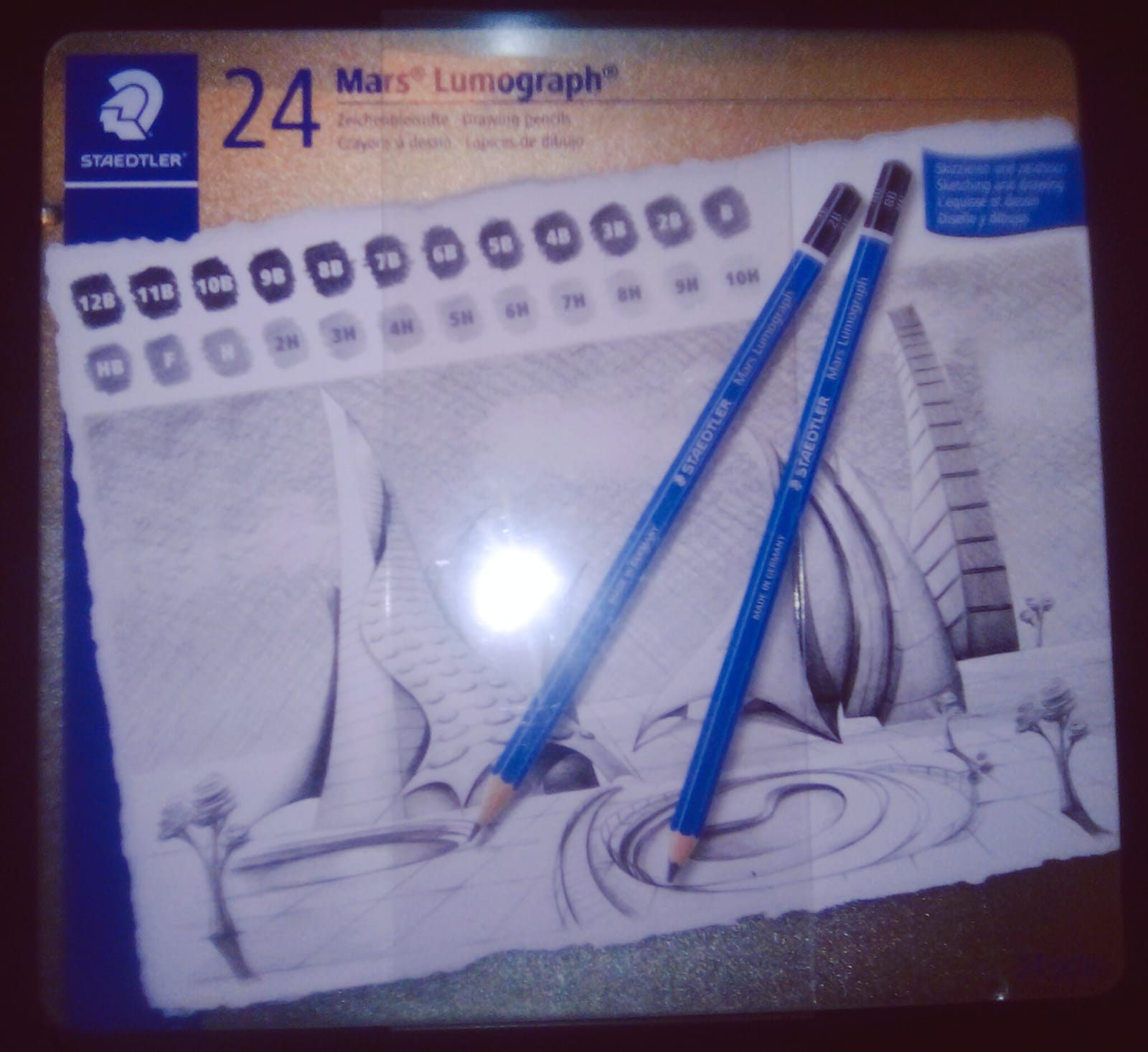 STAEDTLER Mars Lumograph Drawing Pencils: Set of 24 in Metal Case - Presharpened Graphite Art Pencils - Hardness Grades 12B-10H - For Drawing, Shading, Drafting & Illustrating - All Skill Levels customer photo 1