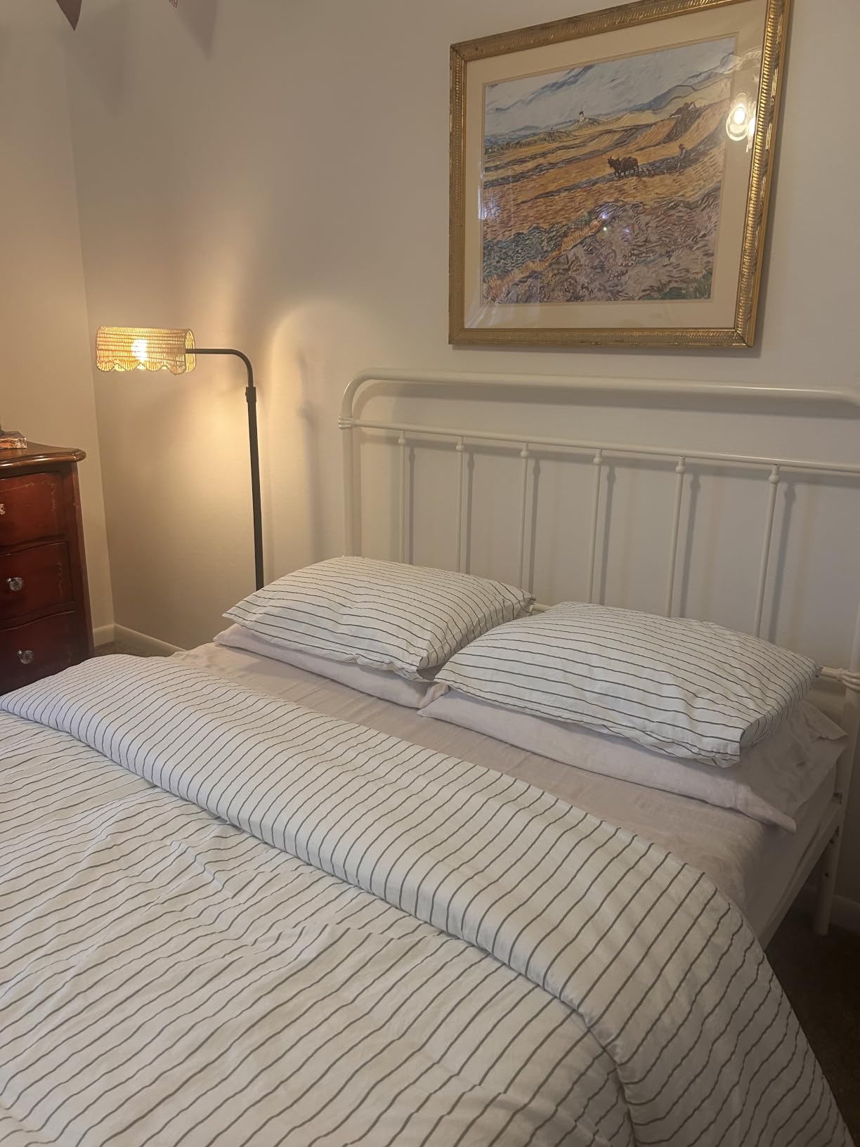 JELLYMONI 100% Cotton Classic Striped King Duvet Cover Set, Grey customer photo 2