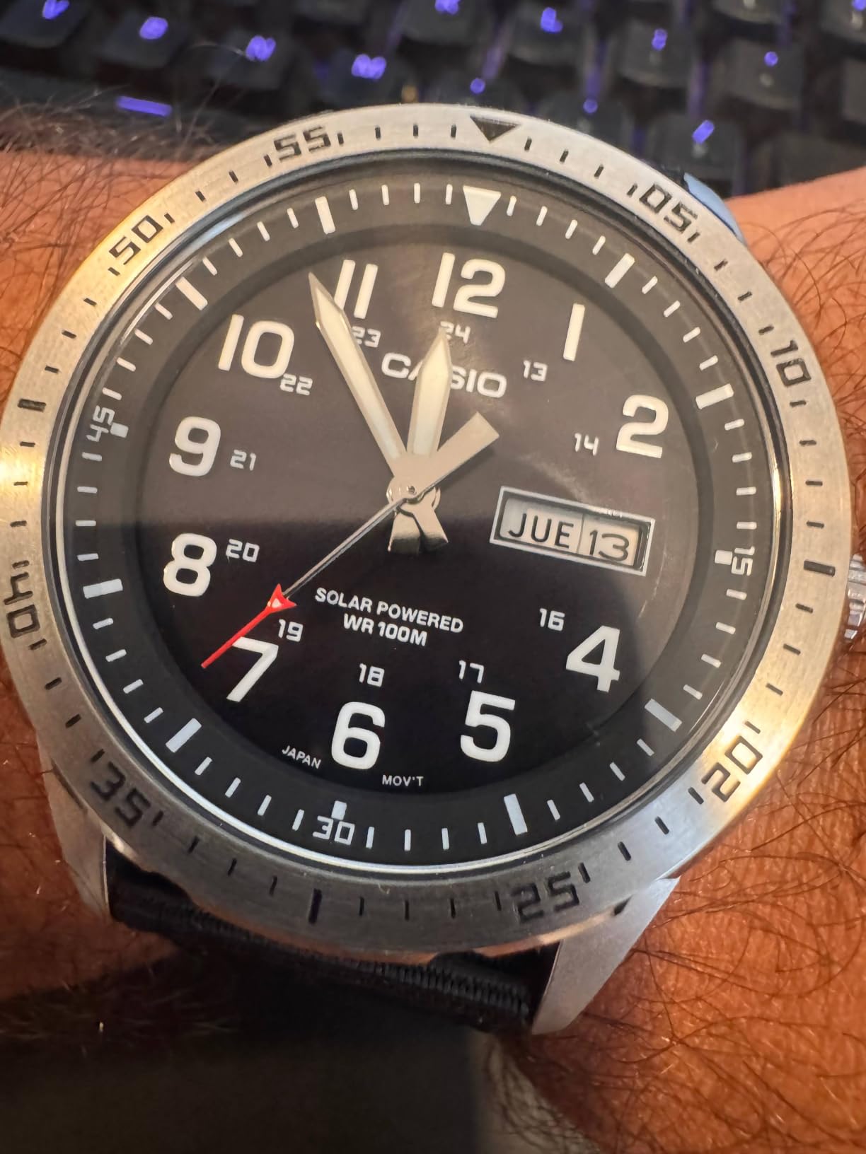 Casio MTPS120L Series | Unisex Analog Watch | 100M WR | Stainless Steel Case | 3 Hand Analog (HR, Min, SEC) | Date Display | Low Battery Alert | Military Styling | Solar Powered customer photo 1