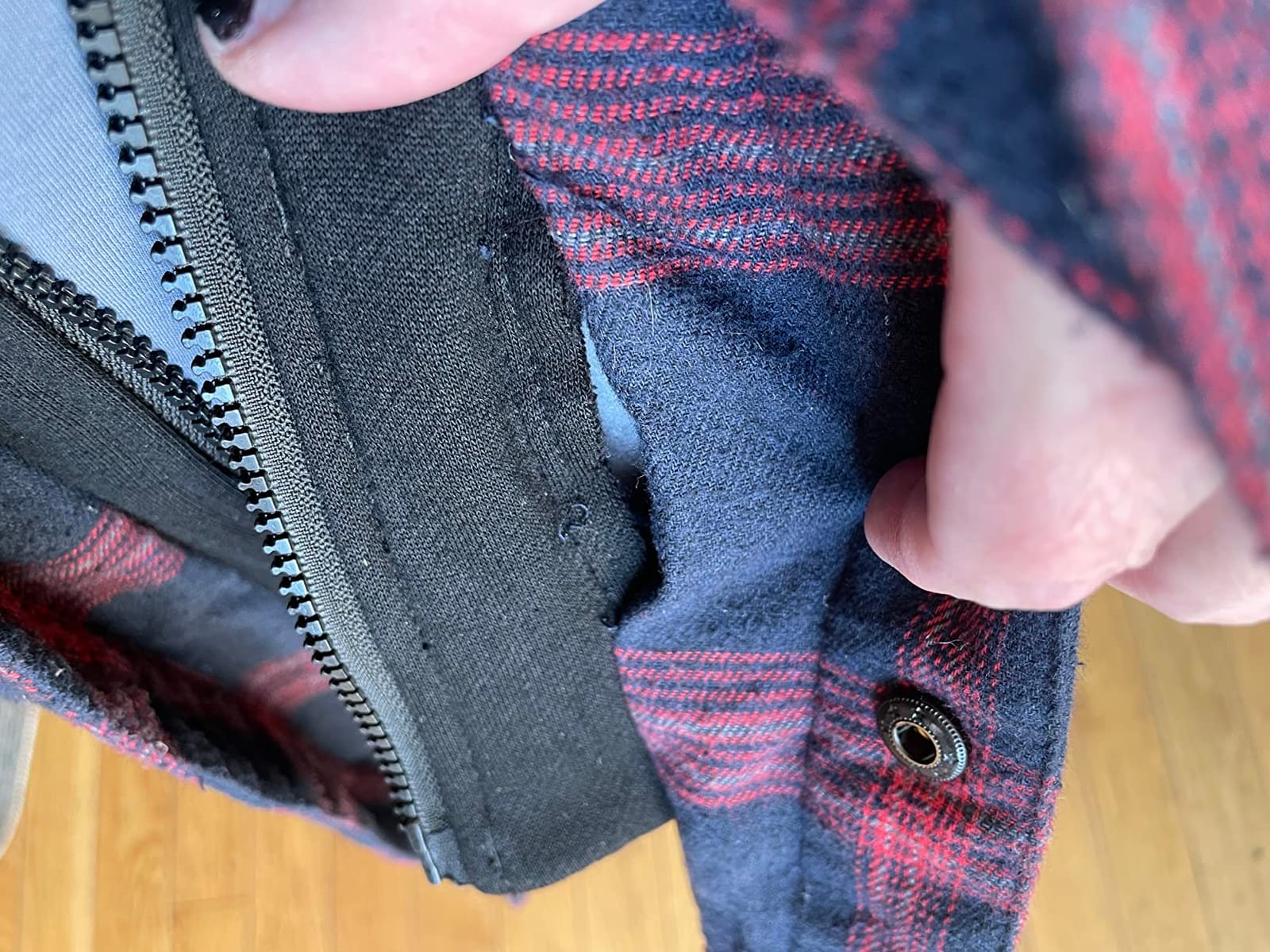ZENTHACE Men's Quilted Lined Hooded Plaid Jacket,Zipper & Snap Closure customer photo 1