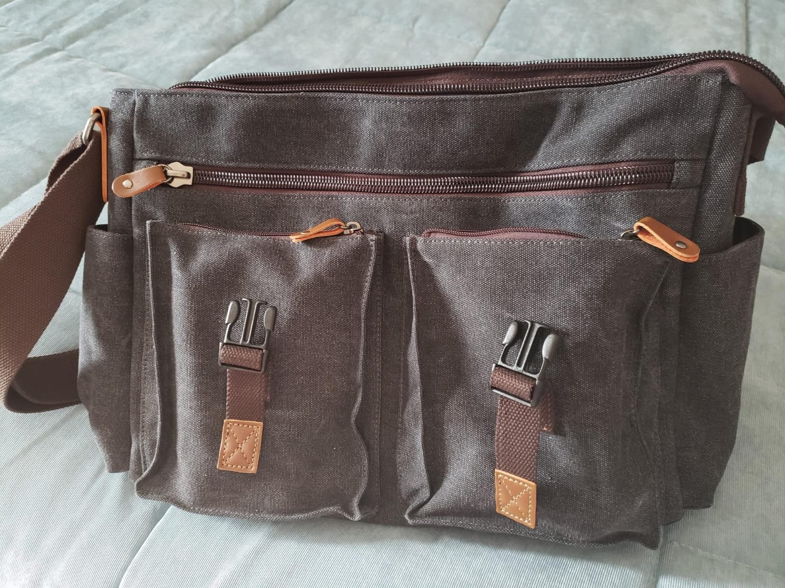 Messenger Bag for Men,VASCHY Vintage Water Resistant Canvas Satchel 14 15.6 17inch Laptop Briefcase customer photo 2