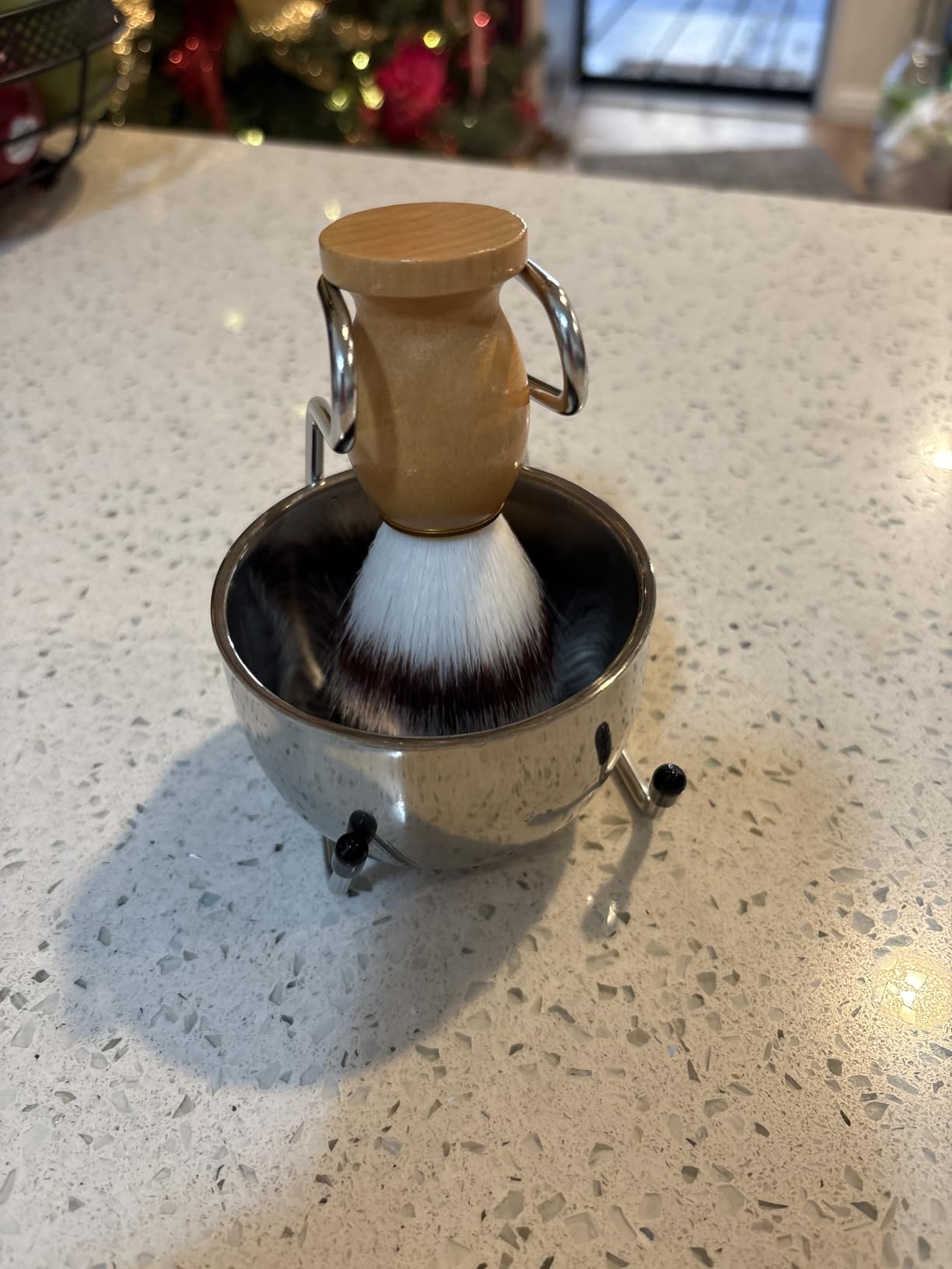 Anbbas Shaving Brush Set for Men 3in1 Vegan Style Synthetic Badger Hair Shaving Brushes, Stainless Steel Shaving Stand + Bowl Perfect for Wet Close Shave customer photo 1
