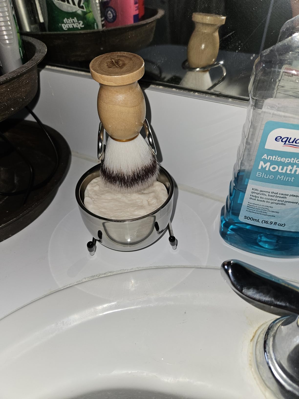 Anbbas Shaving Brush Set for Men 3in1 Vegan Style Synthetic Badger Hair Shaving Brushes, Stainless Steel Shaving Stand + Bowl Perfect for Wet Close Shave customer photo 2