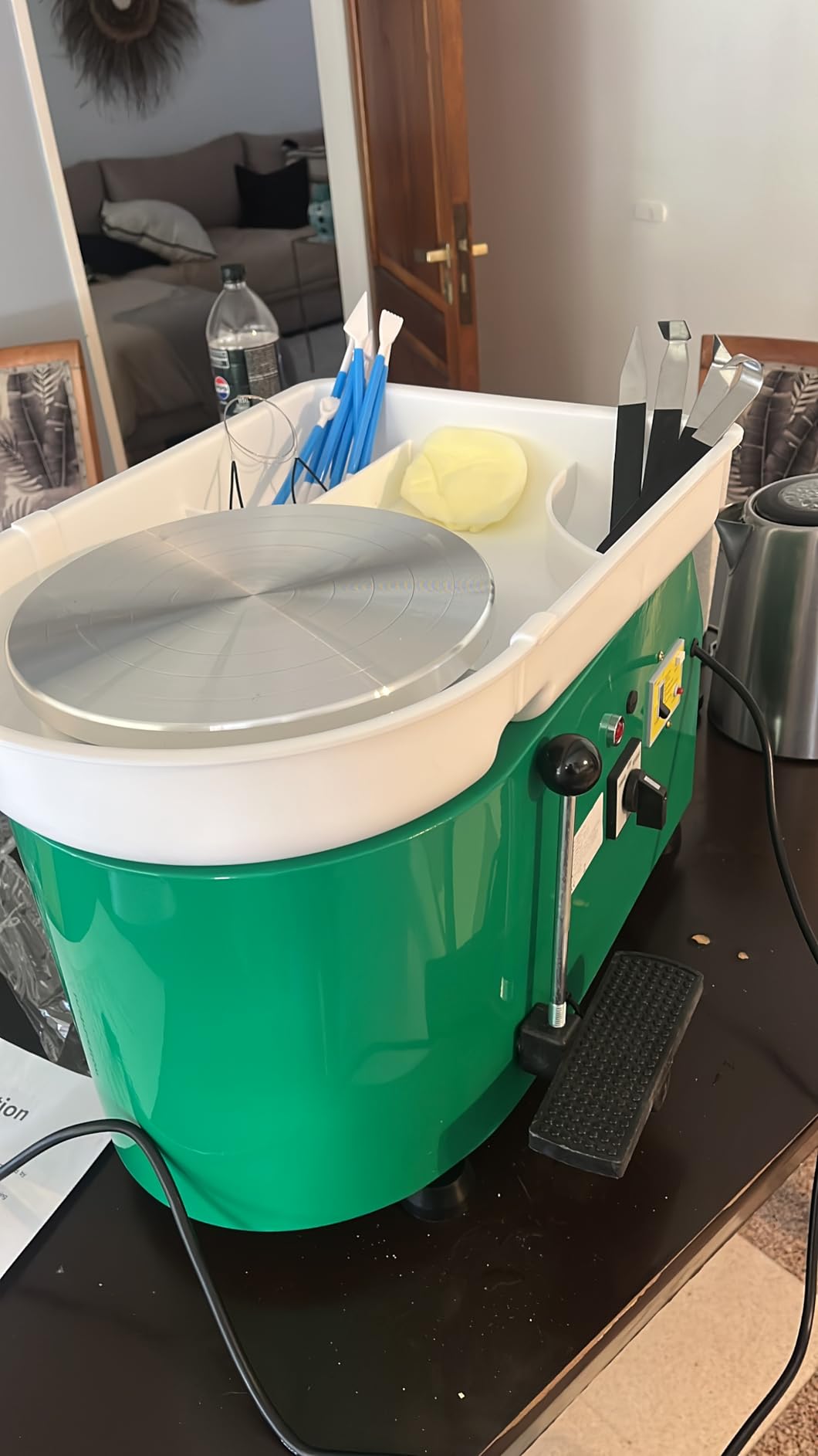 Pottery Wheel Pottery Forming Machine 25CM 350W Electric Pottery Wheel with Detachable Basin Foot Pedal DIY Clay Tool Ceramic Machine Work Clay Art Craft (Green)1 customer photo 2