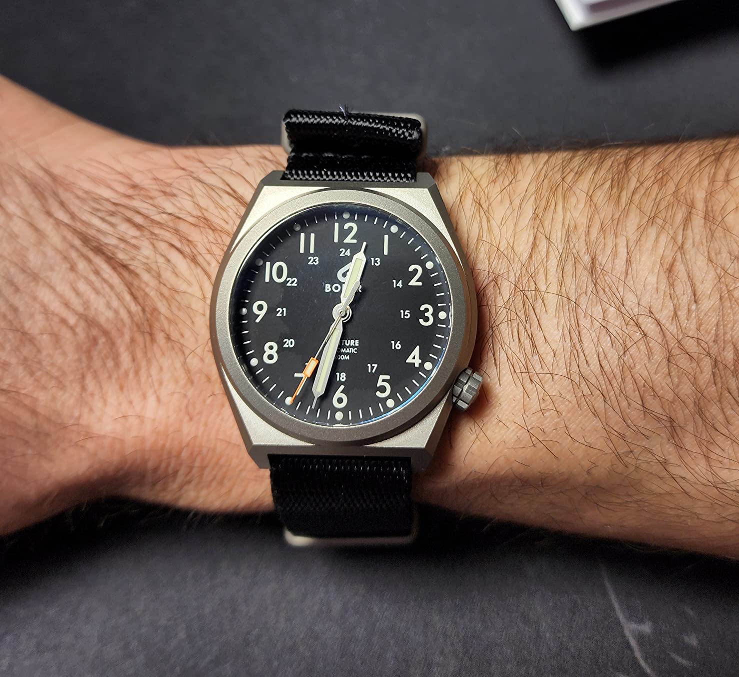 BOLDR Venture Automatic Watch for Men, 38mm Titanium Case, Nylon Strap, Water Resistant 200m customer photo 2
