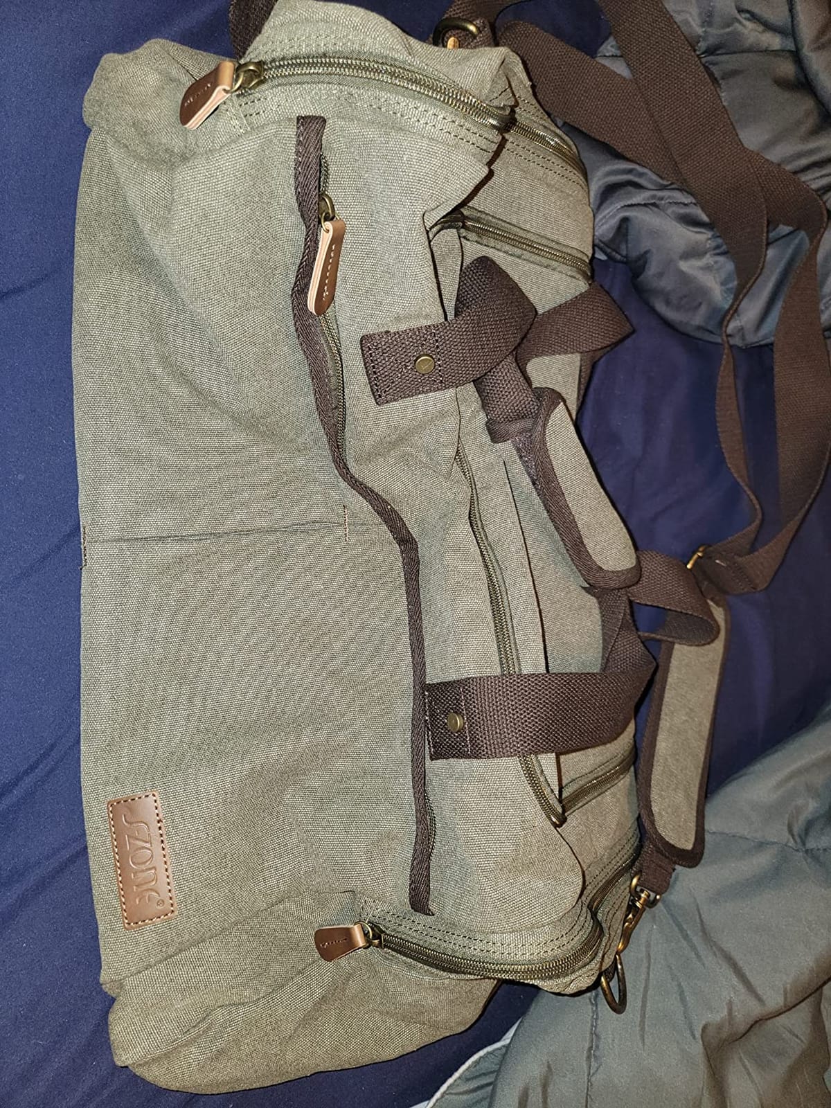 S-ZONE Canvas Duffel Bag for Travel 65L Weekender Overnight Travel Bags with Shoes Compartment for Men customer photo 2