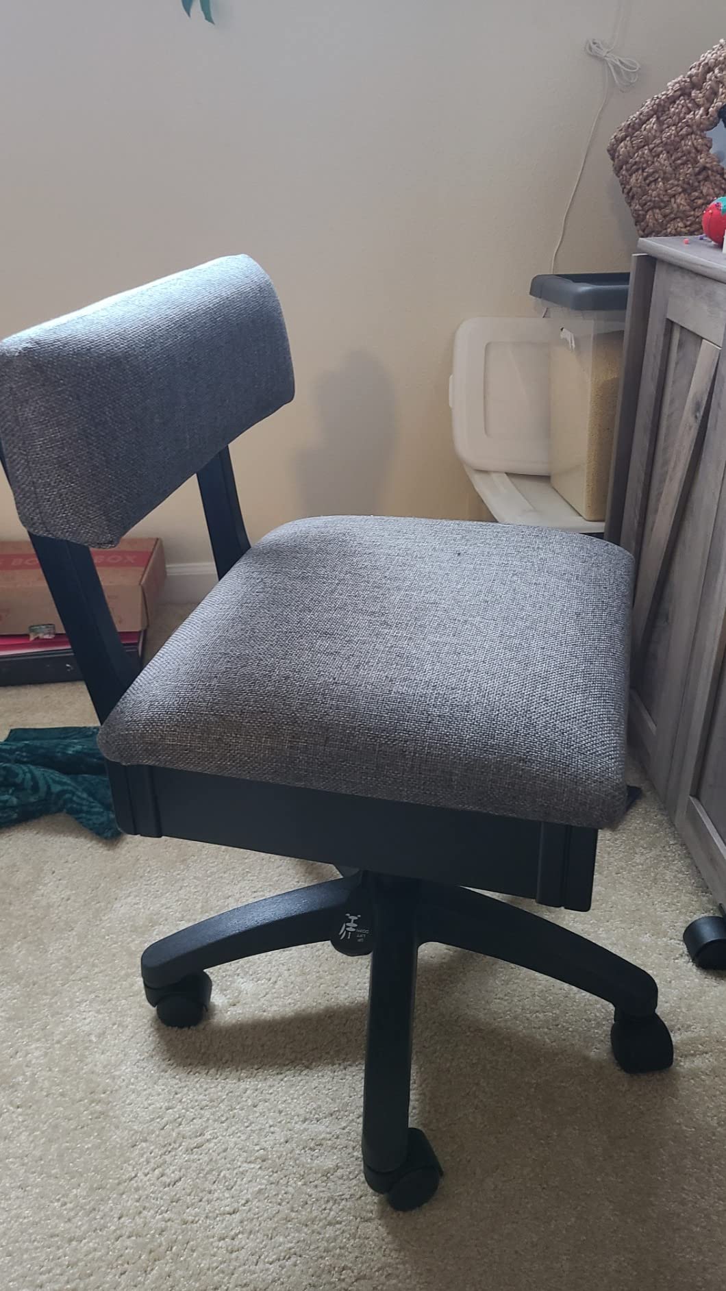 Arrow Sewing H8140 Adjustable Height Hydraulic Sewing and Craft Chair with Under Seat Storage and Solid Fabric, Princess Hazel Tan Fabric customer photo 2