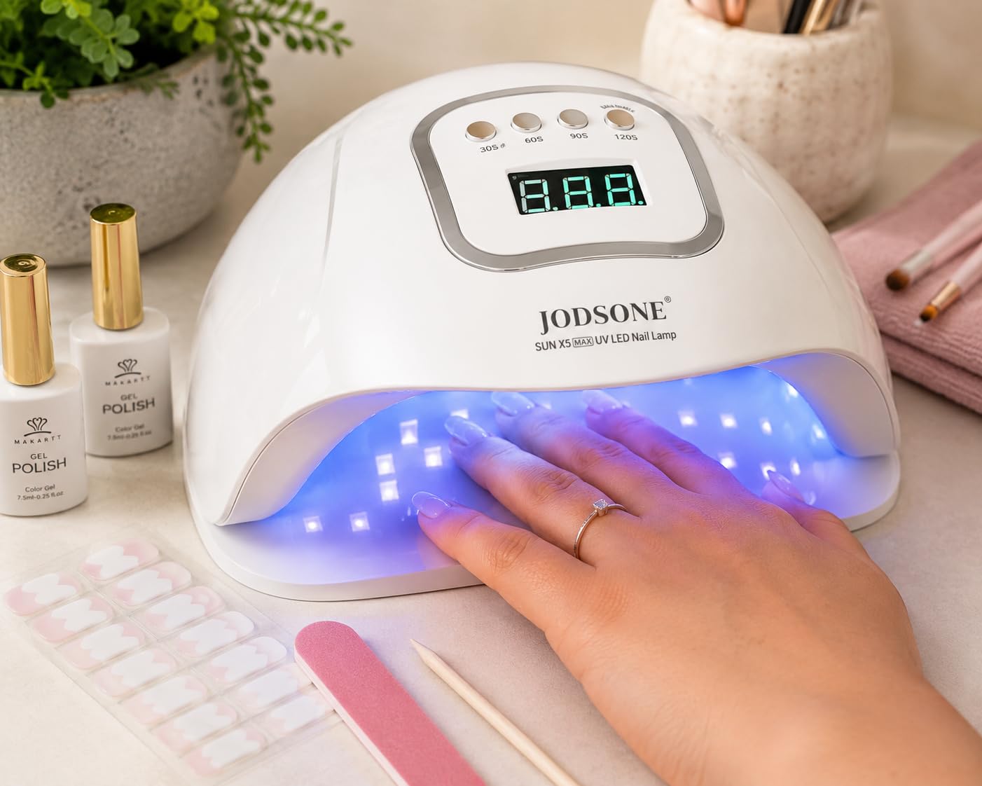 JODSONE U V LED Nail Lamp, Nail Dryer for Gel Polish, Led Light with Automatic Sensor & 4 Timers customer photo 2