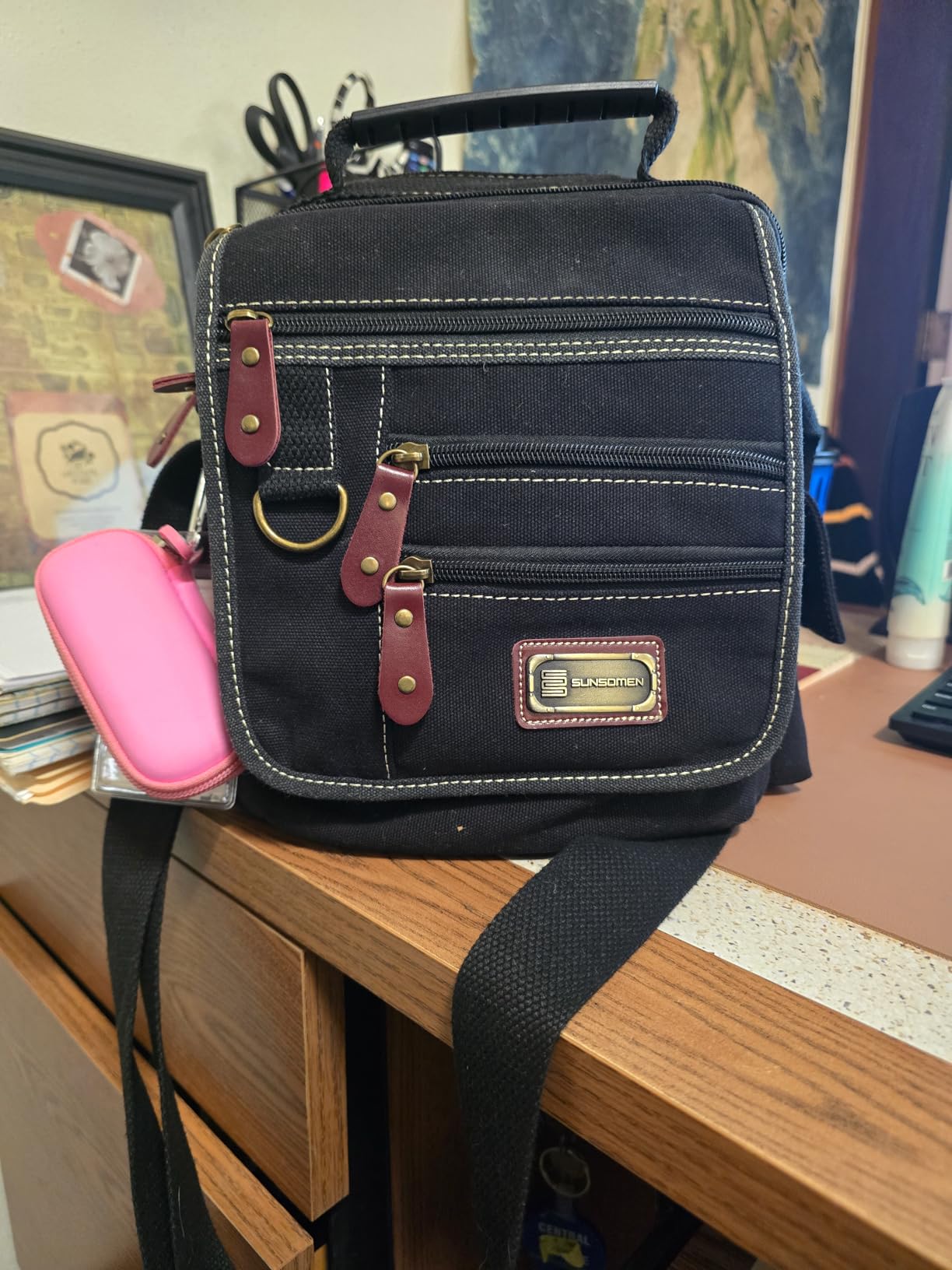 Mens bag Canvas Shoulder Bag Small Messenger Crossbody Bag Work Bag Vintage Multi-function customer photo 1