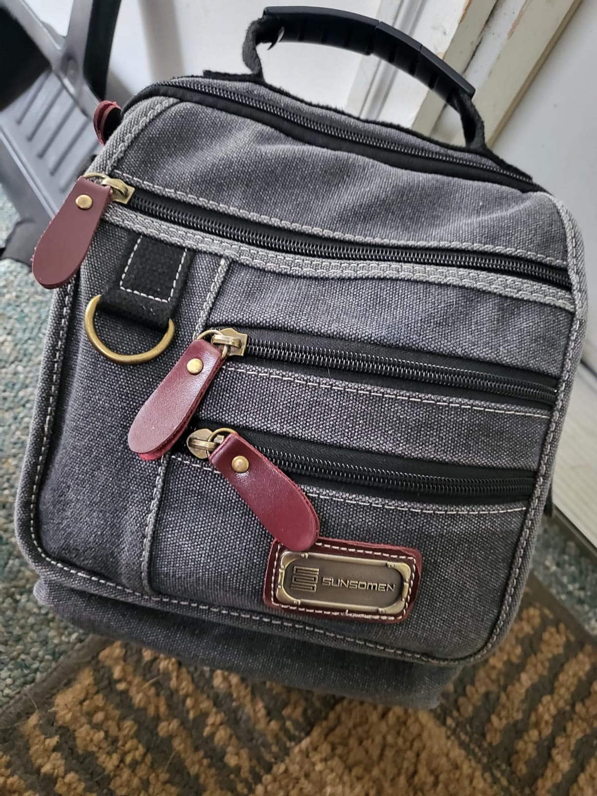 Mens bag Canvas Shoulder Bag Small Messenger Crossbody Bag Work Bag Vintage Multi-function customer photo 2