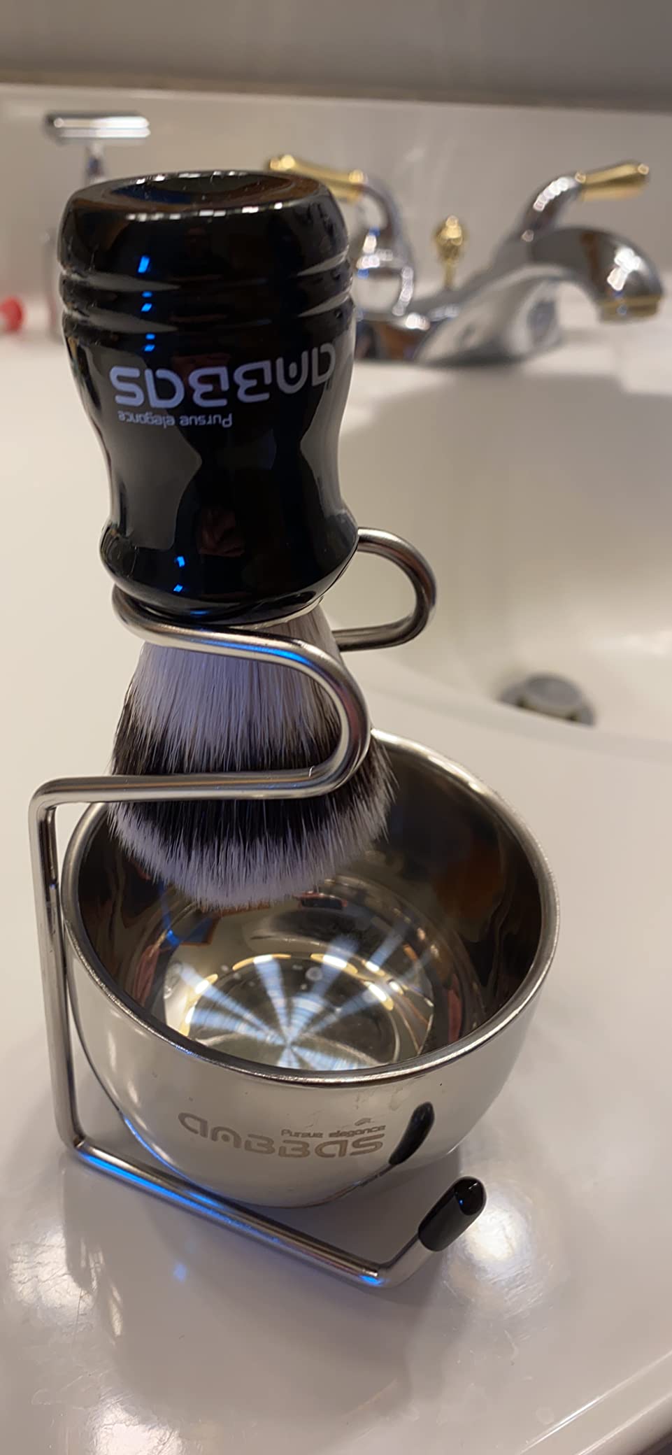 Anbbas Synthetic Badger Hair Shaving Brush,Stainless Steel Shaving Stand and Bowl,Goat Milk Shaving Soap 100g for Men Wet Shave Kit customer photo 2