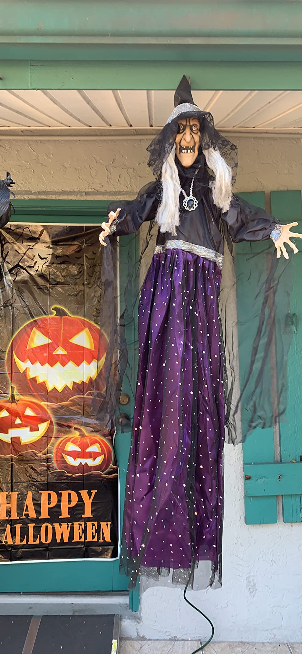 JOYIN 47” Animated Witch Halloween Decorations Outdoor Indoor, Scary Halloween Animatronics Decor, Hanging Ghost Talking Sound Activated Led Lights Eyes Haunted House Yard Garden Lawn customer photo 2