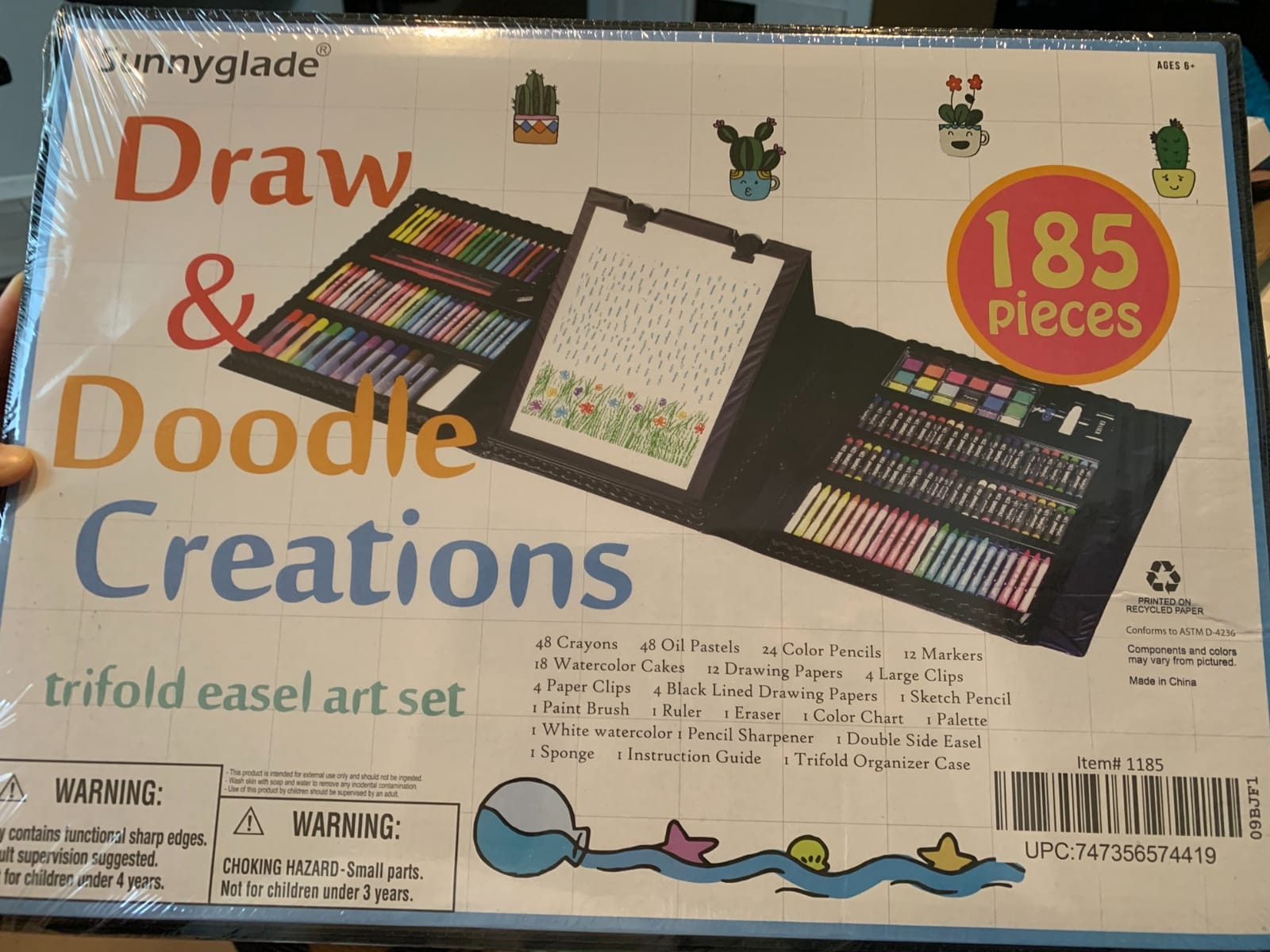 Sunnyglade 185 Pieces Double Sided Trifold Easel Art Set Art Supplies Pink customer photo 2