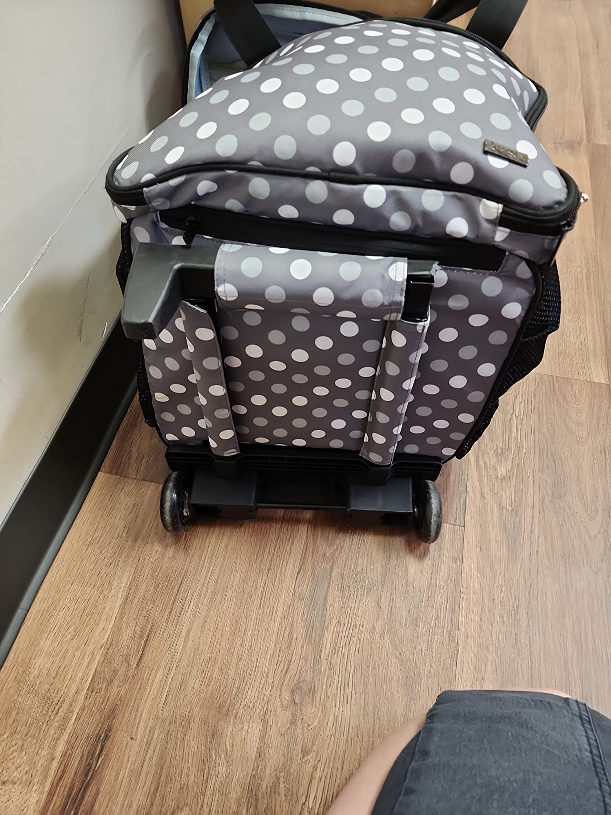 LUXJA Rolling Scrapbook Bag with Detachable Dolly, Gray Dots customer photo 2