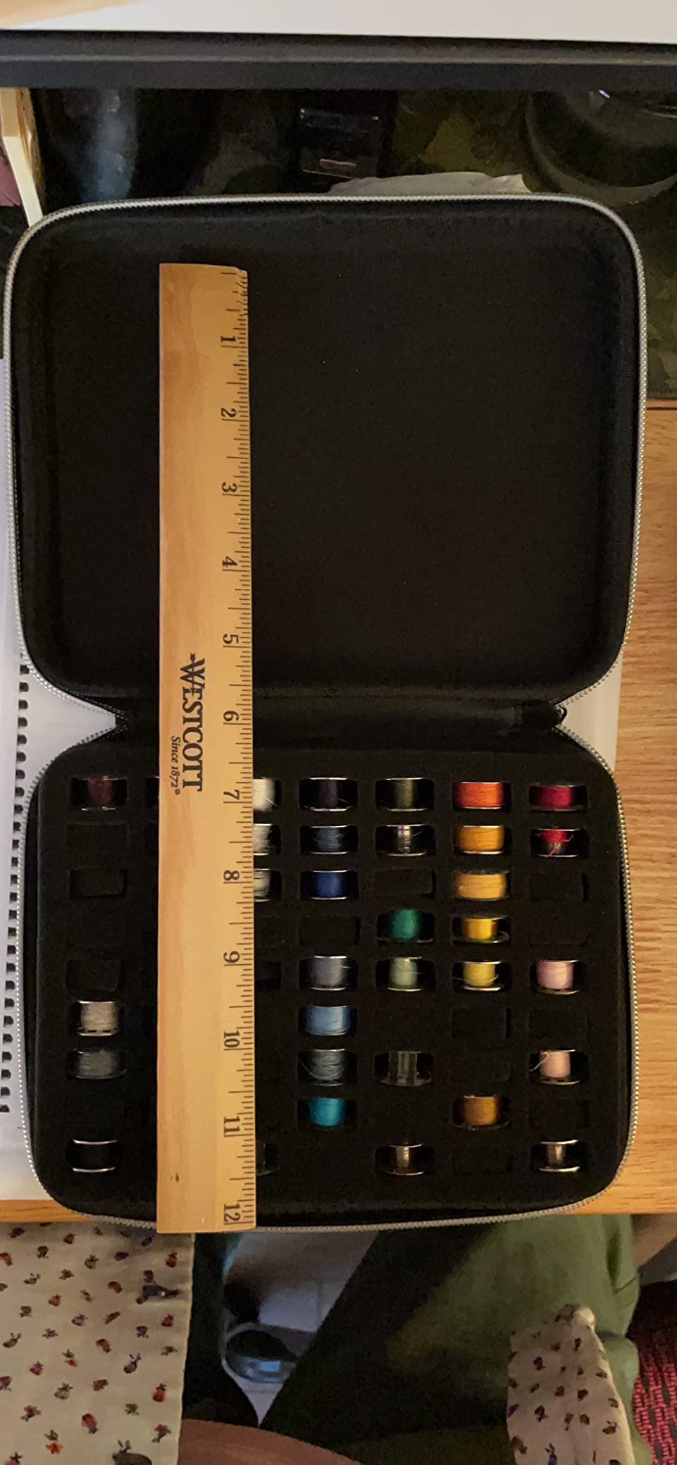 ALKOO Bobbin Holder Organizer Case, Holds 63 Bobbins | 63 Snug Bobbin Slots, Zip Closure Helps Prevent Tangles, Bobbins Not Included, Black customer photo 2