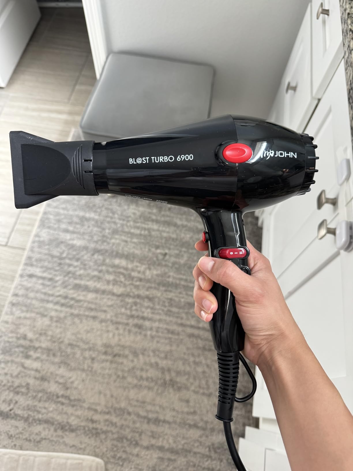 JOHN Hair Blow Dryer,Professional Salon Ionic 2200W,Blast Turbo 6900,Black customer photo 1