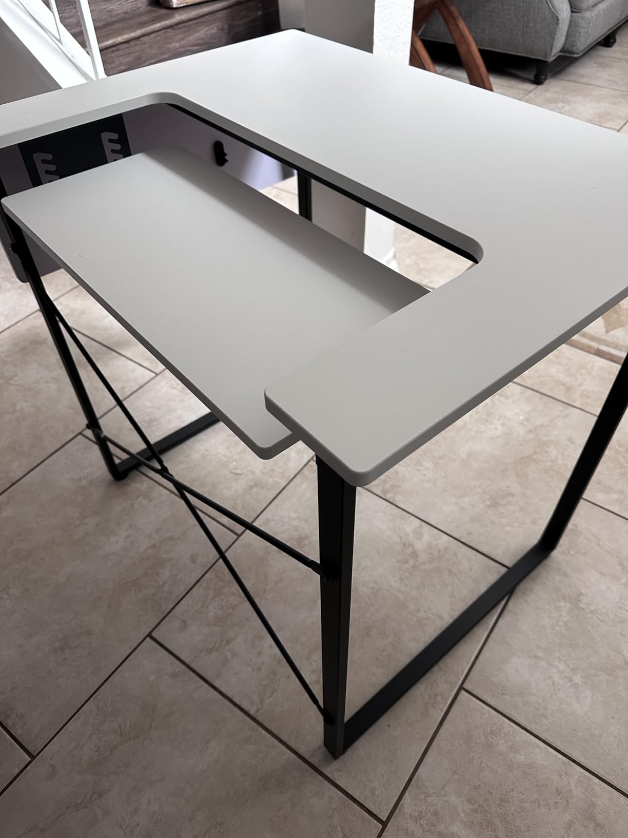 Sew Ready Dart Wood/Metal Multipurpose Machine Table Workstation Desk with Folding Top for Crafts, Sewing, Computers, Laptops, Games, Black Graphite/White 23D x 41W x 30H in customer photo 1