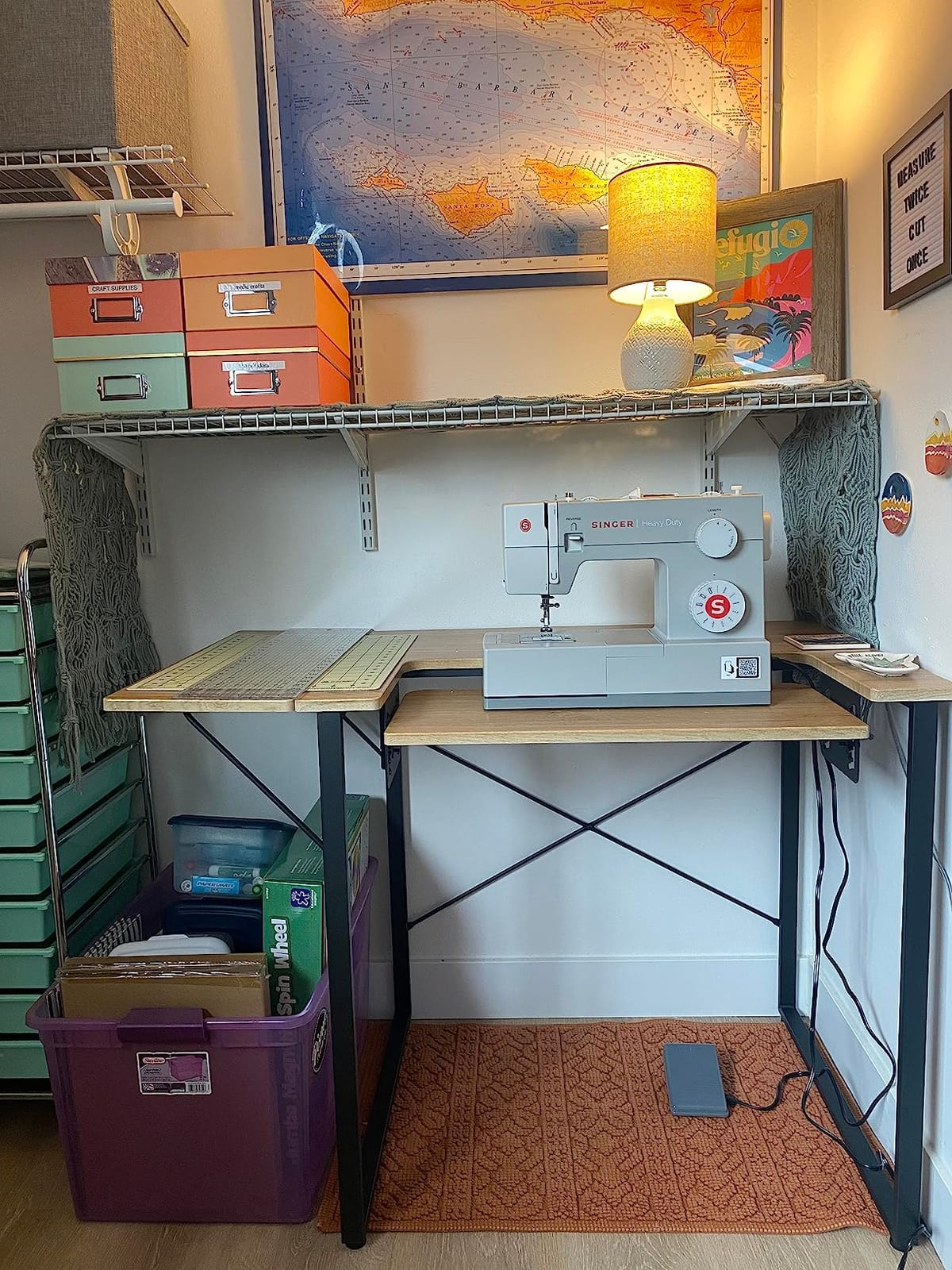 Sew Ready Dart Wood/Metal Multipurpose Machine Table Workstation Desk with Folding Top for Crafts, Sewing, Computers, Laptops, Games, Black Graphite/White 23D x 41W x 30H in customer photo 2