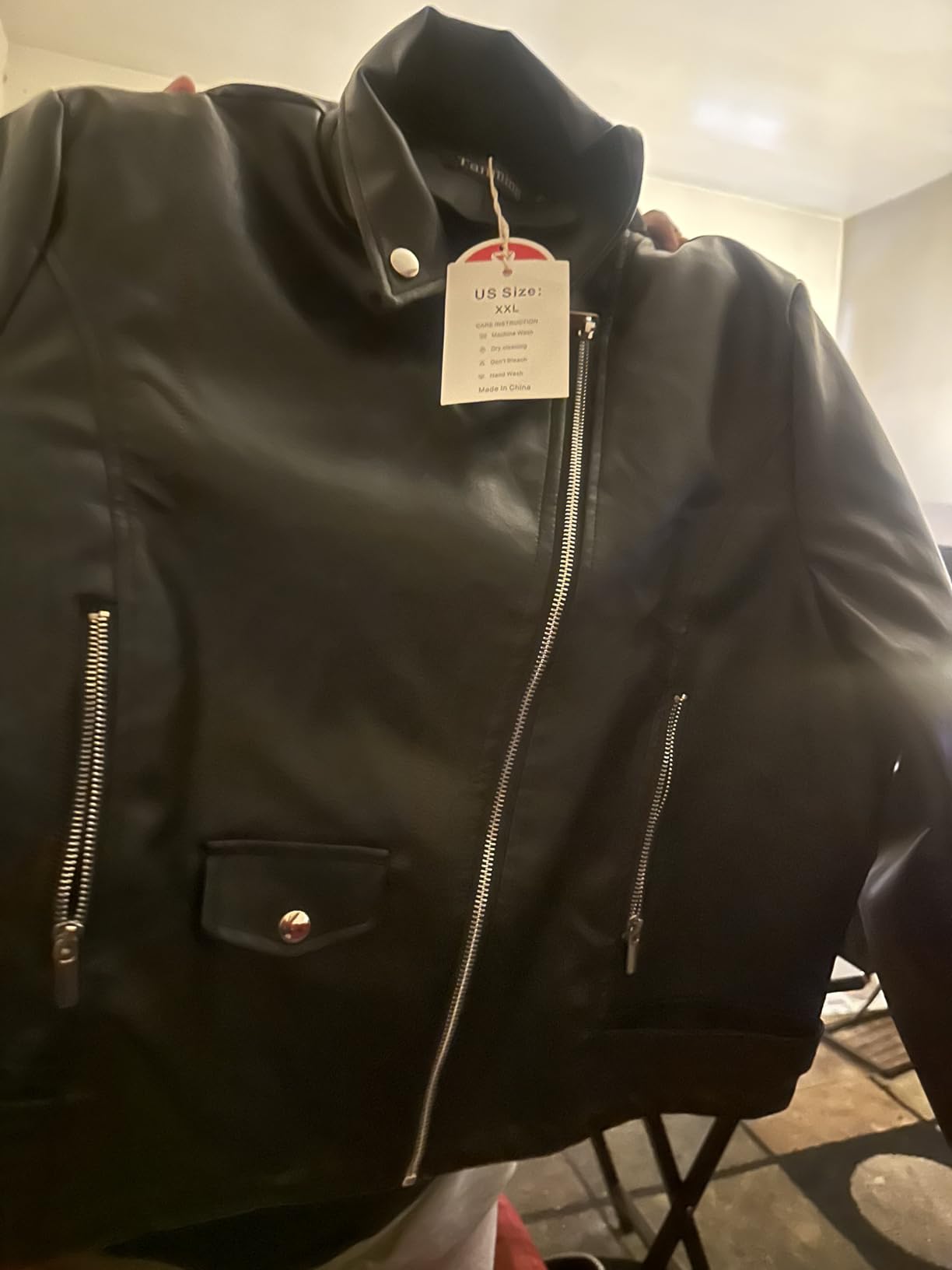 Tanming Women's Faux Leather Moto Biker Short Coat Jacket customer photo 1