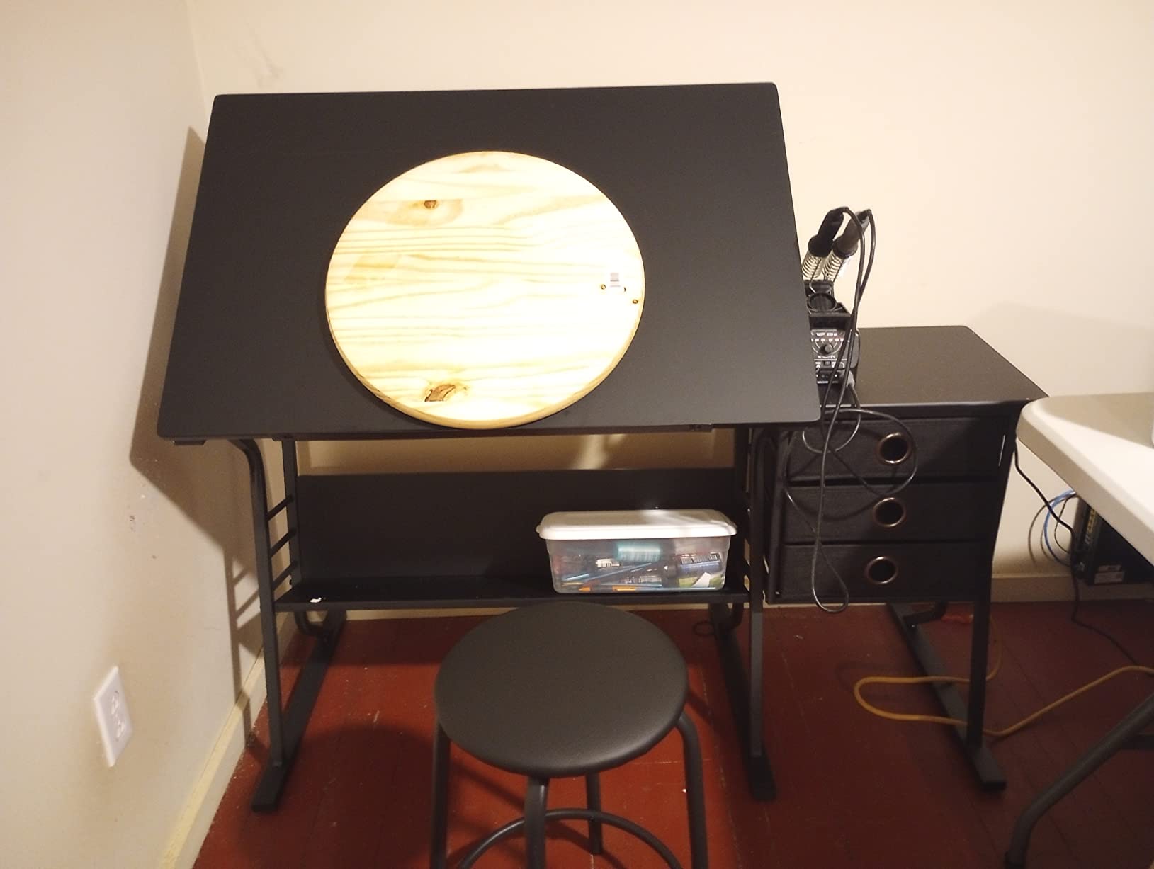 Yaheetech Tilting Drafting Table Art Craft Desk with Stool, Drawers, Black customer photo 1