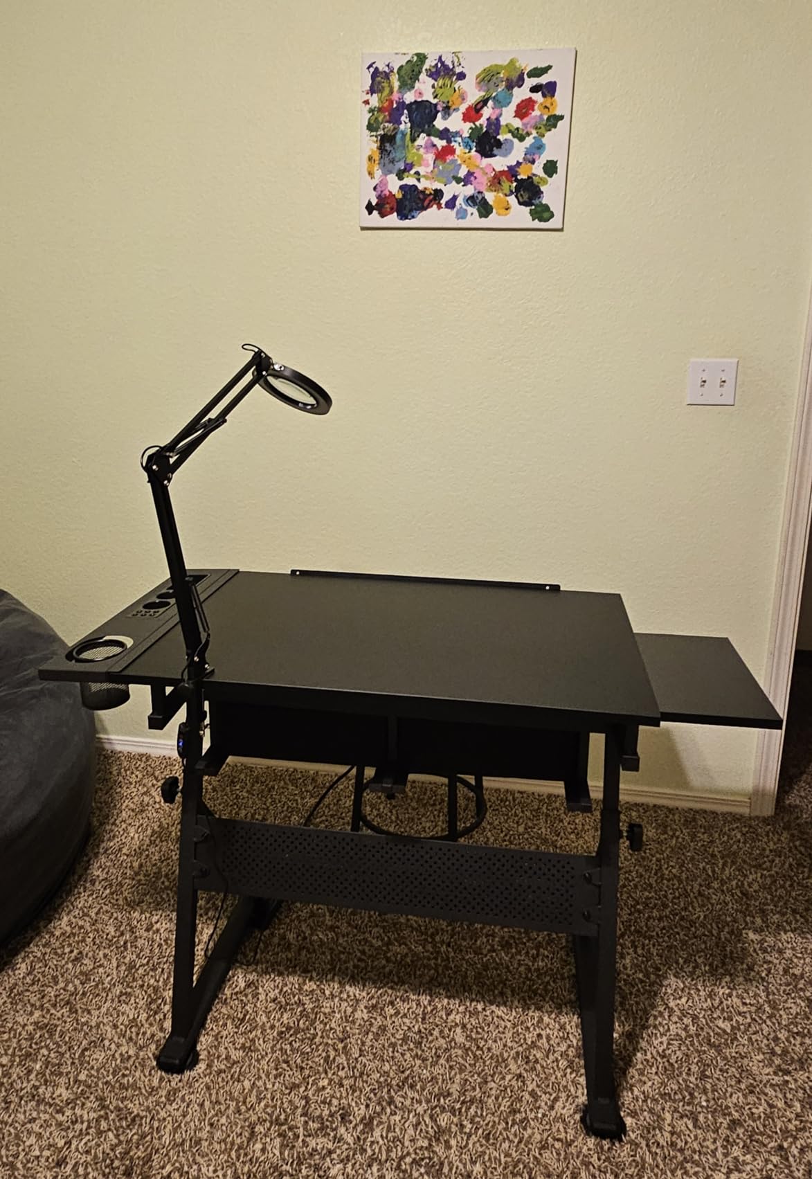 Yaheetech Adjustable Drafting Table Art Desk,Storage Drawers & Stool,Black customer photo 2