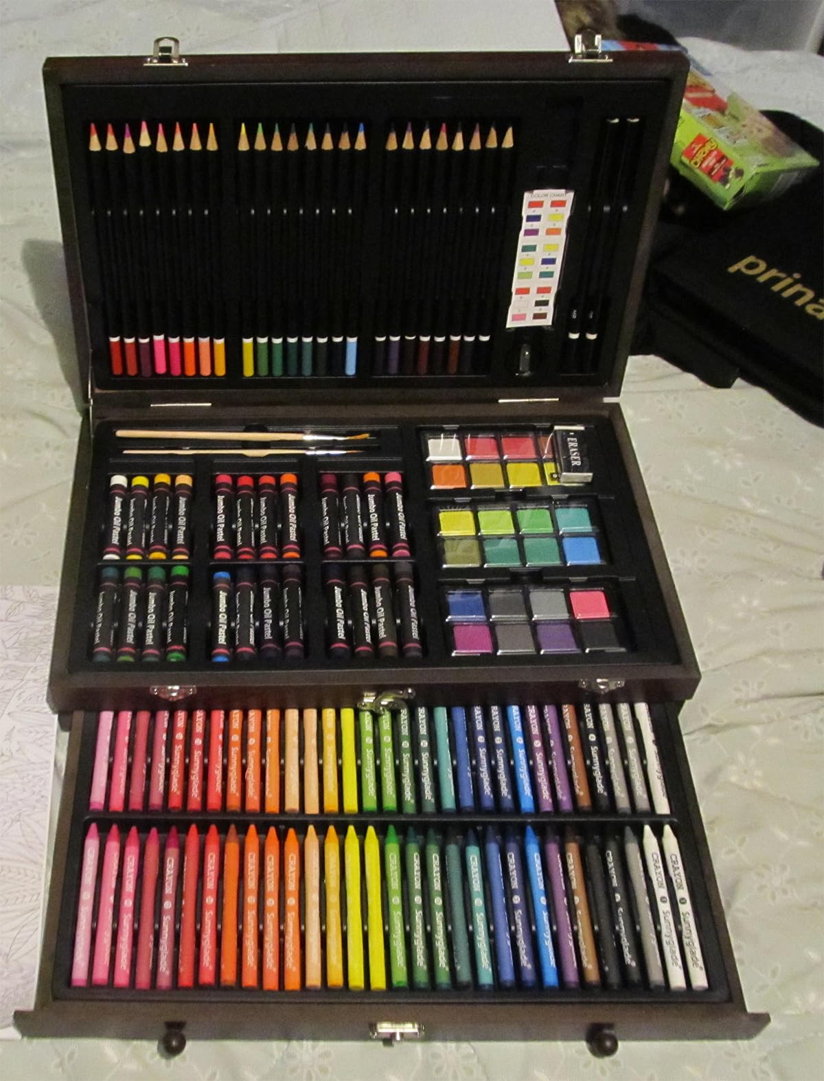 Sunnyglade 145 Piece Deluxe Art Set Wooden Art Box & Drawing Kit Tan customer photo 1