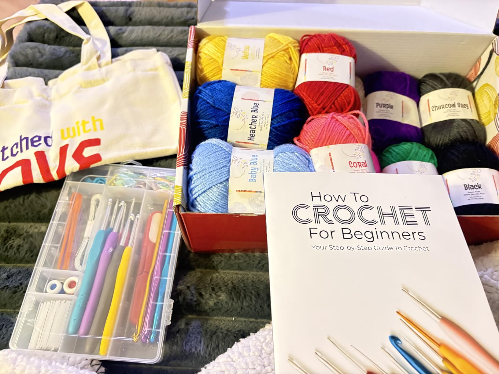 Hearth & Harbor Crochet Kit with 1500 Yards Assorted Yarn Kit, Ergonomic Hooks, Crocheting Instruction, Knitting & Crochet Supplies - Beginner Crochet Kits for Adults, Ideal for Amigurumi customer photo 2