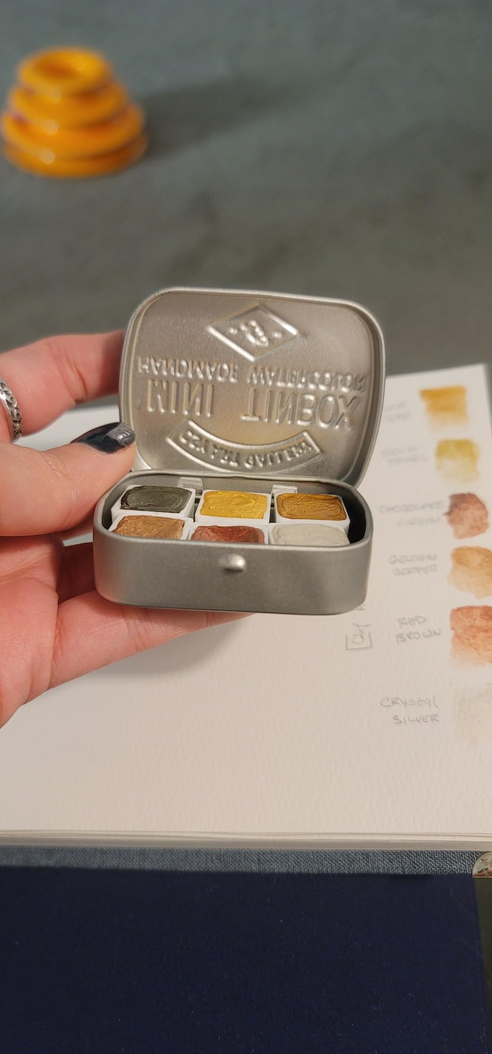 Csy Art Supplies Handmade Watercolors Paint Set - 6 Metallic Gold Colors Half Pans Glitter Solid Water Color- Metal Case Sparkle Pearlescent Watercolour For Artists, Students & Hobbyists customer photo 1