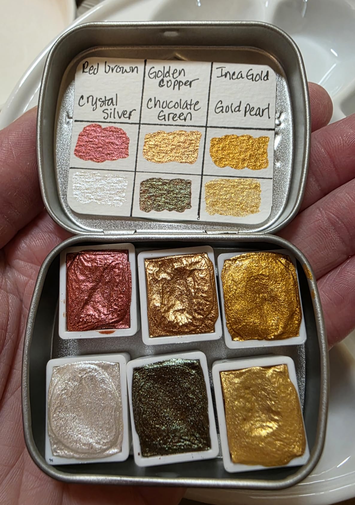 Csy Art Supplies Handmade Watercolors Paint Set - 6 Metallic Gold Colors Half Pans Glitter Solid Water Color- Metal Case Sparkle Pearlescent Watercolour For Artists, Students & Hobbyists customer photo 2