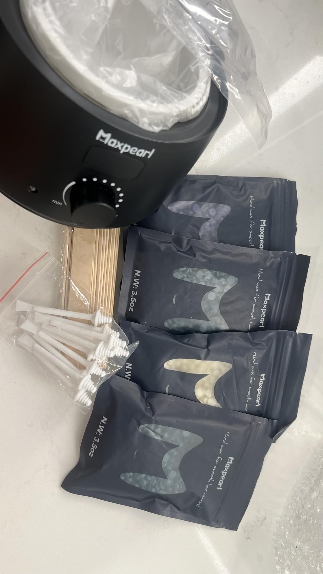 Maxpearl Digital Waxing Kit for Women Men, Easy to Use, Black | Precise Temperature Control, Home Hair Removal Wax Warmer with Hard Wax Beads for Sensitive Skin, Face, Brazilian, Underarms customer photo 1