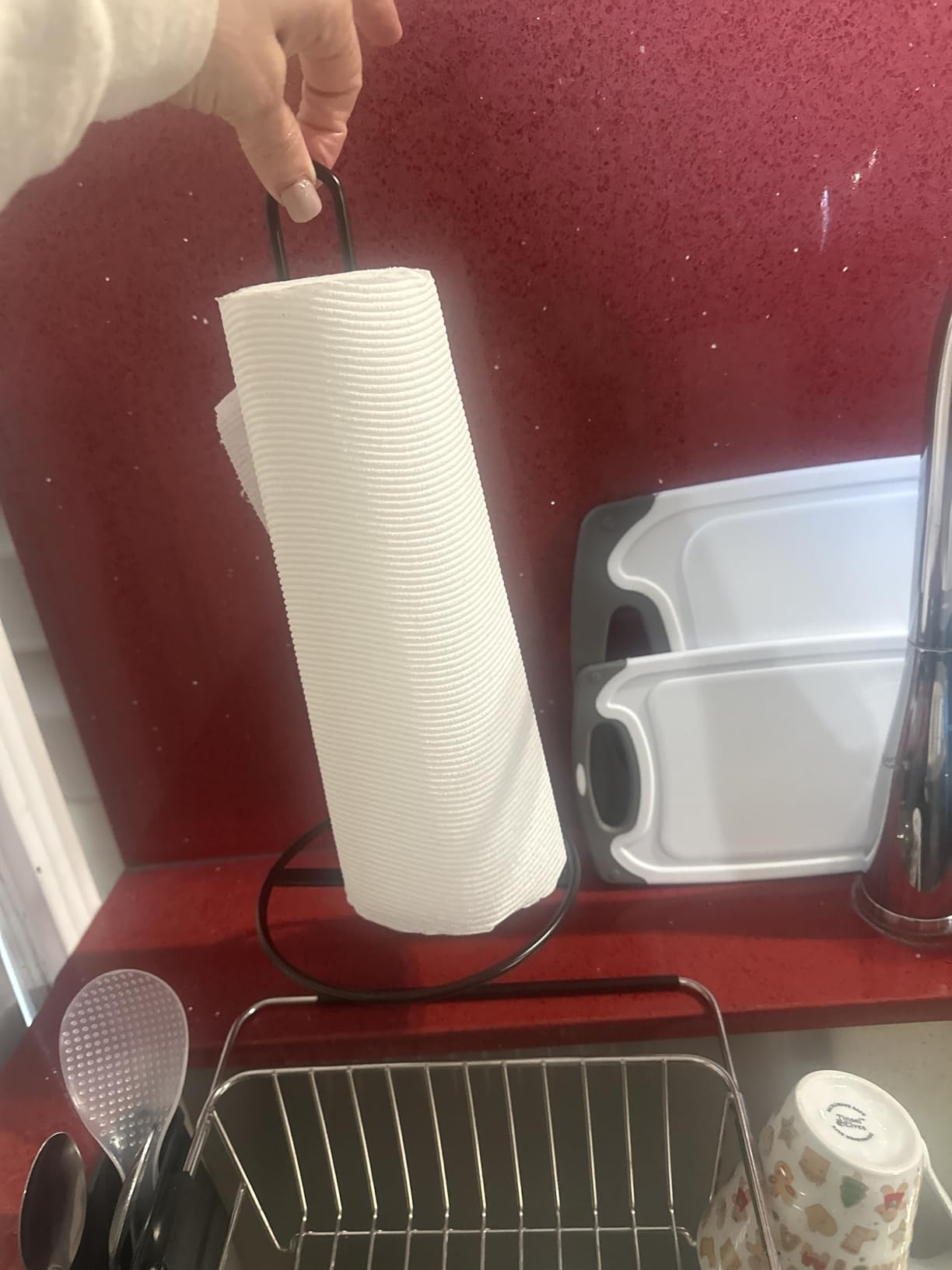 Gold Paper Towel Holder Countertop, OBODING, Kitchen Paper Towel Stand Holder for Kitchen Organization and Storage, Paper Towel Holders for Standard and Large Size Rolls (Gold) customer photo 1