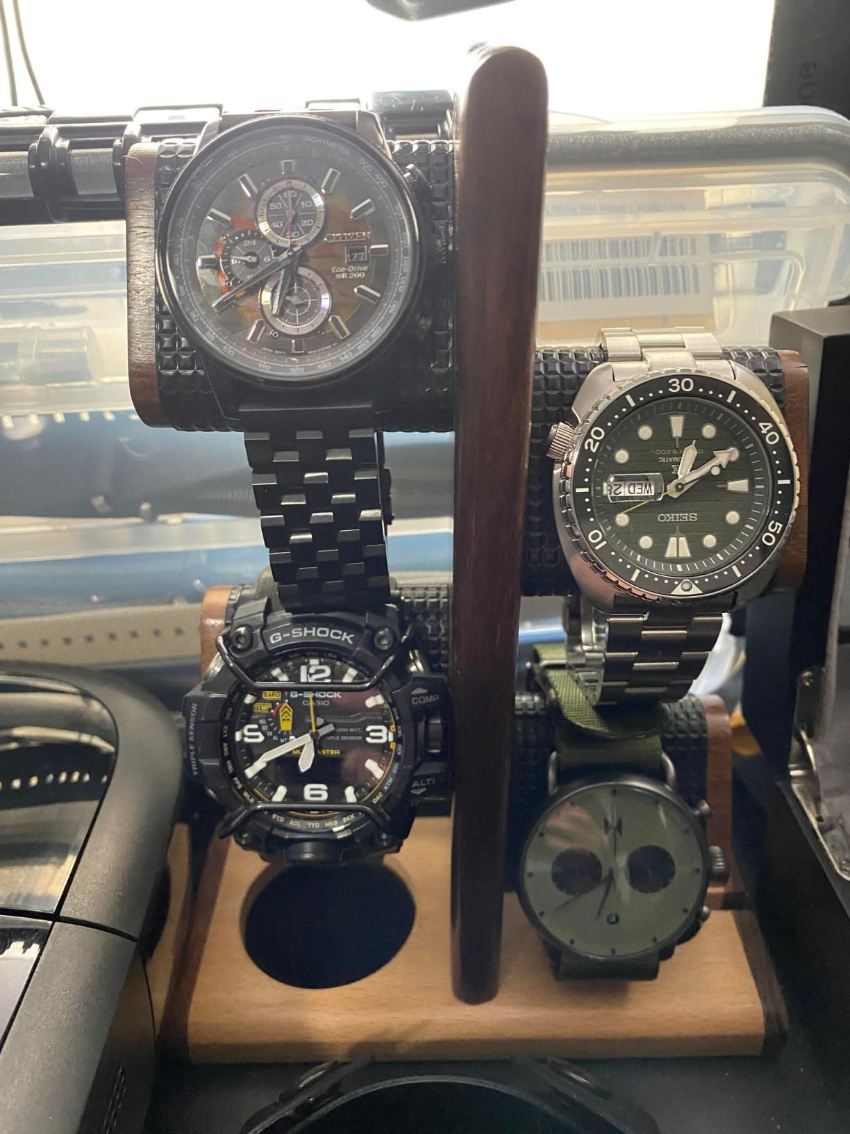 DEALS ABHANDICRAFTS - Watch Stand 5 in One Multiple Watch Display Tower for men, Charging Station Jewelry Organizer for Rings, Coins, Gifts for MOM, DAD, Grandparents, assembly NOT required. customer photo 1