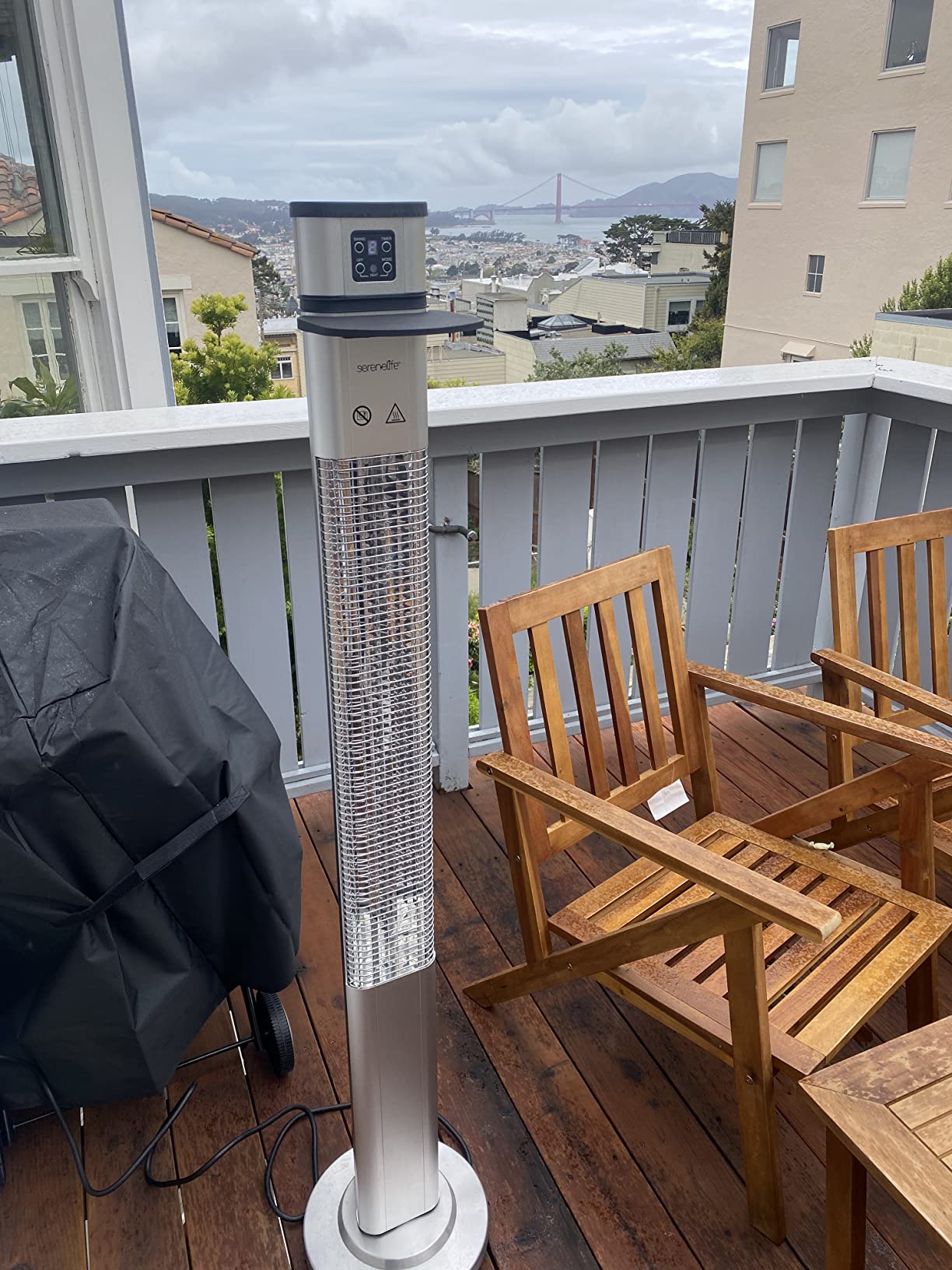 SereneLife Infrared Patio Heater, 1500W Electric Standing with Remote Control, IP44 Approved, Odorless, Three Power Settings, Indoor/Outdoor for Restaurant, Backyard, Garage, Decks customer photo 2