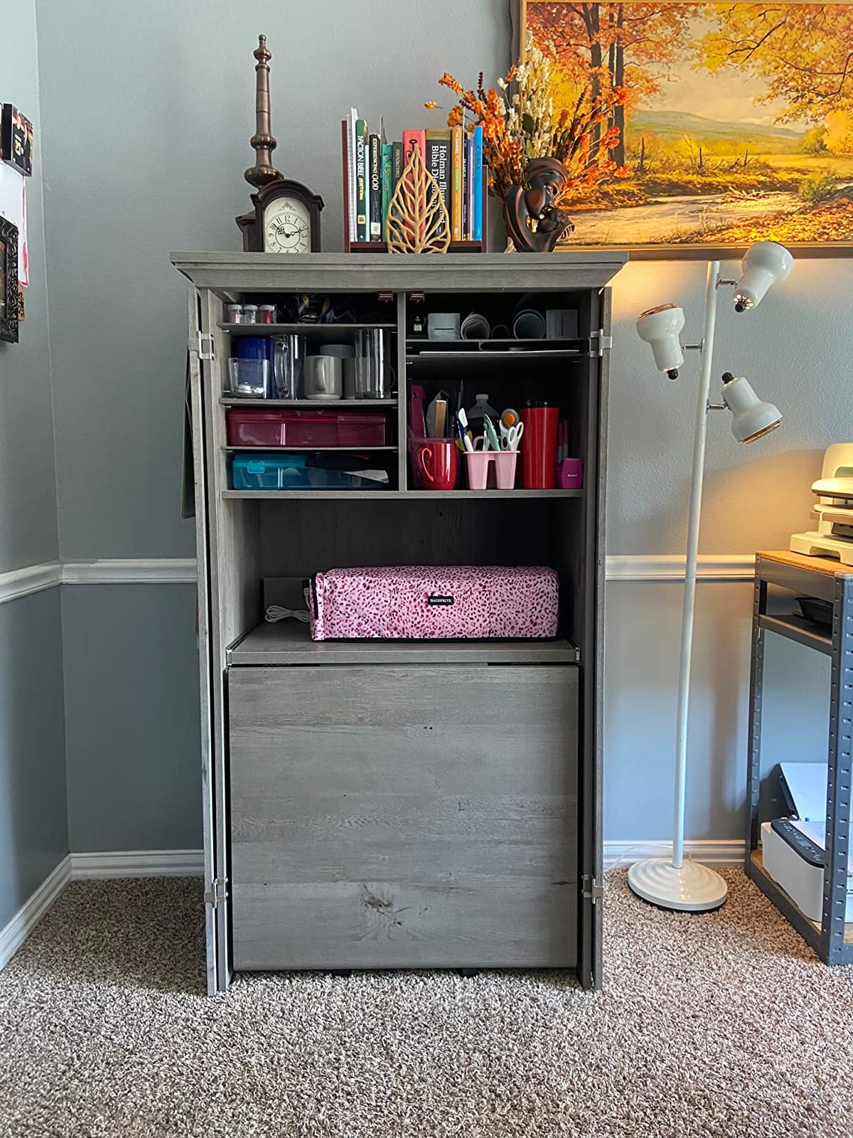 Sauder Miscellaneous Storage Craft & Sewing Armoire, Pacific Maple finish customer photo 1
