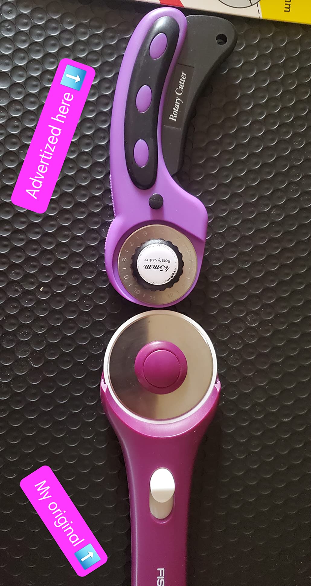 Rotary Cutter Set,Nicecho Sewing Quilting Supplies,45mm & 28 mm Fabric Cutters,8 Rotary Cutter Blades,A3 Cutting Mat for Sewing,6x12 & 2.5x12 In Quilting Rulers,Ideal Quilt kits for Lovers & Beginners customer photo 2