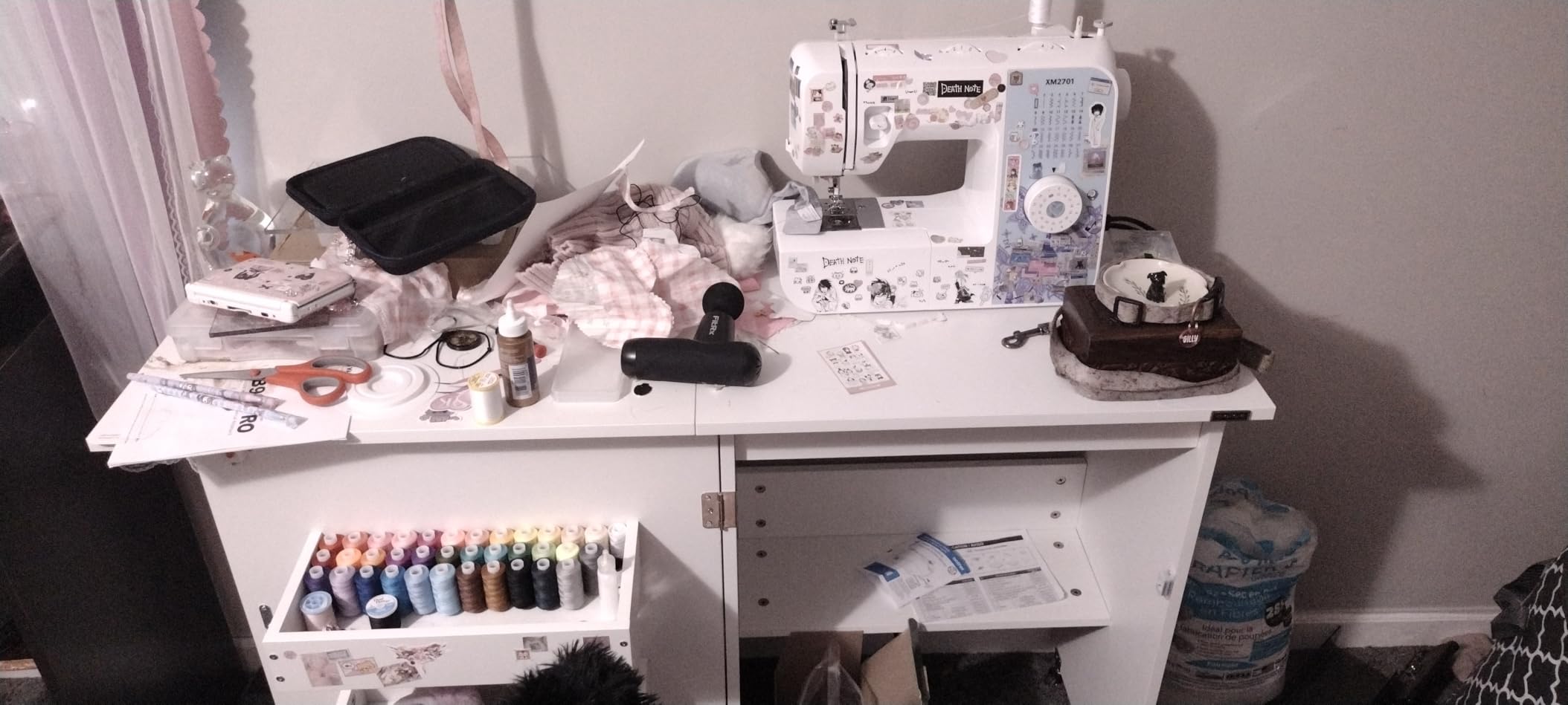 VIVOHOME Folding Sewing Table for Sewing Machine, Sewing Desk with Storage customer photo 2