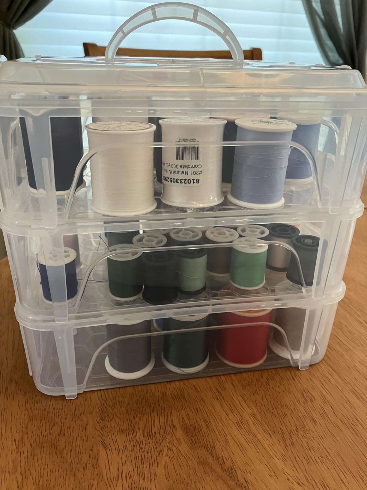 New brothread 4 Layer Stackable Clear Storage Box Organizer | Holding 80 Spools, to Store Home Embroidery & Sewing Thread Spools (Spool Size Required: Height≤2.2
