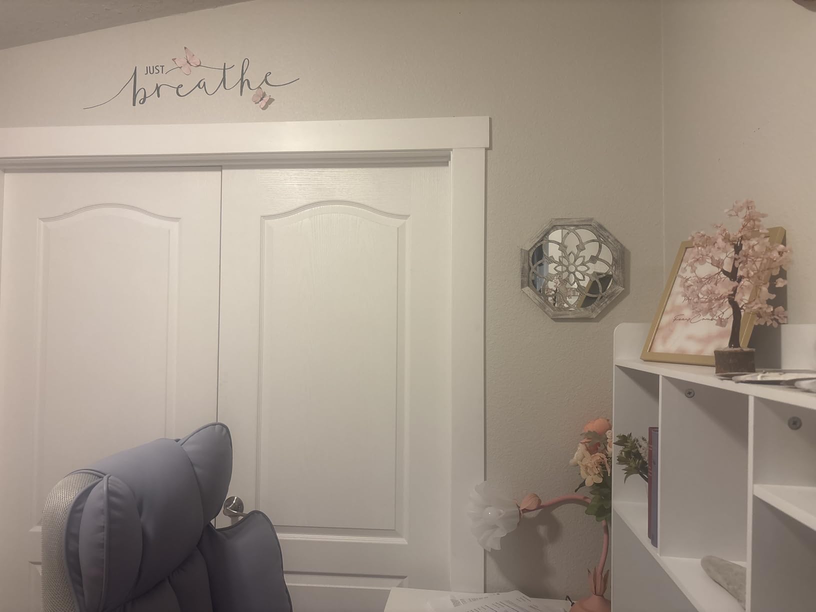ZOLAPI 2-Piece Octagon Wall-Mounted Mirrors,Vintage Farmhouse Mirror for Wall Decor,Caramel Color Decorative Accent Mirror for Foyer, Bathroom, Bedroom. (12”x12”) customer photo 1