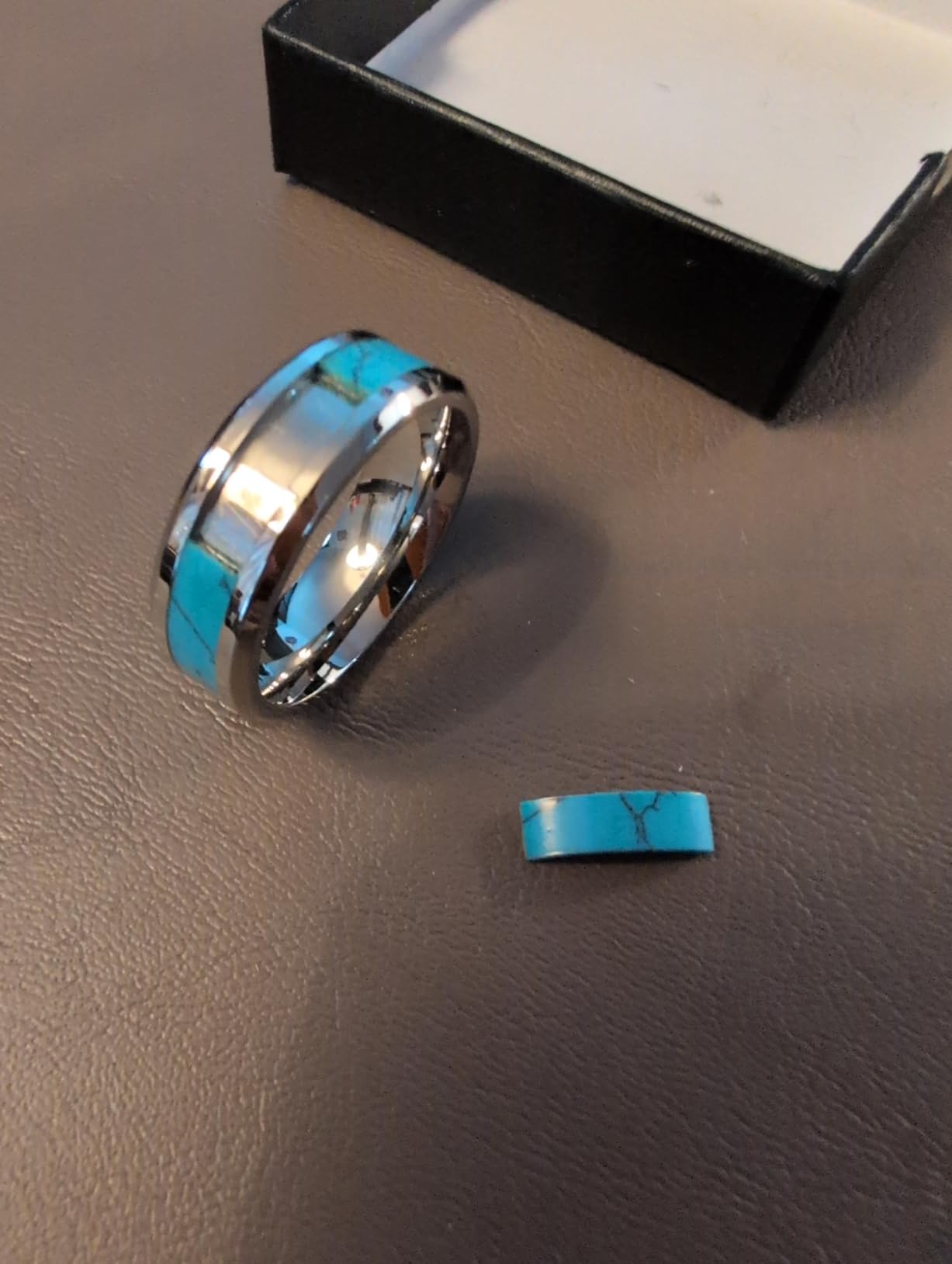 MYNENEY Retro Vintage Stone Rings for Men Turquoise Rings Stainless Steel customer photo 2