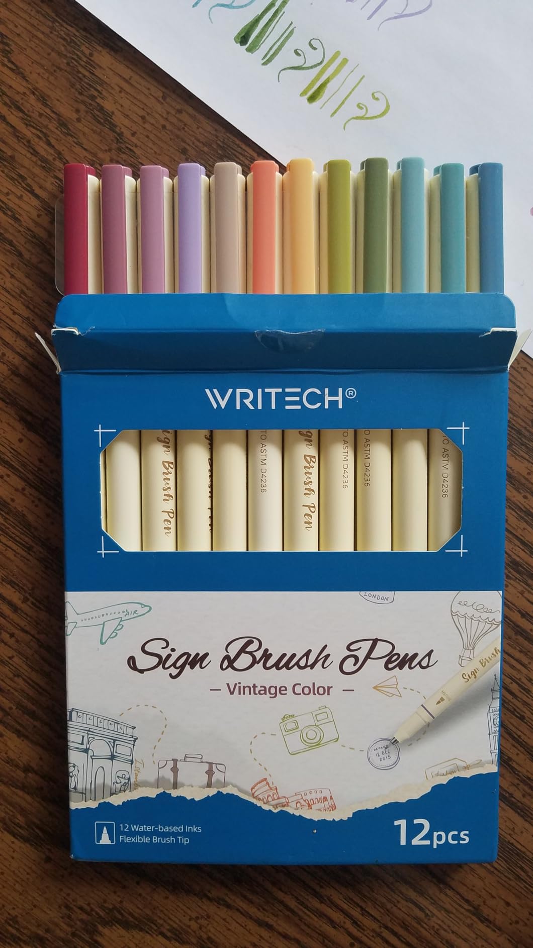 WRITECH Brush Tip Marker Pens: Artist Markers Flexible Tip Water Based 12ct Assorted Colors for Journaling Adult Coloring Hand Lettering Calligraphy Drawing Vibrant Colored customer photo 2