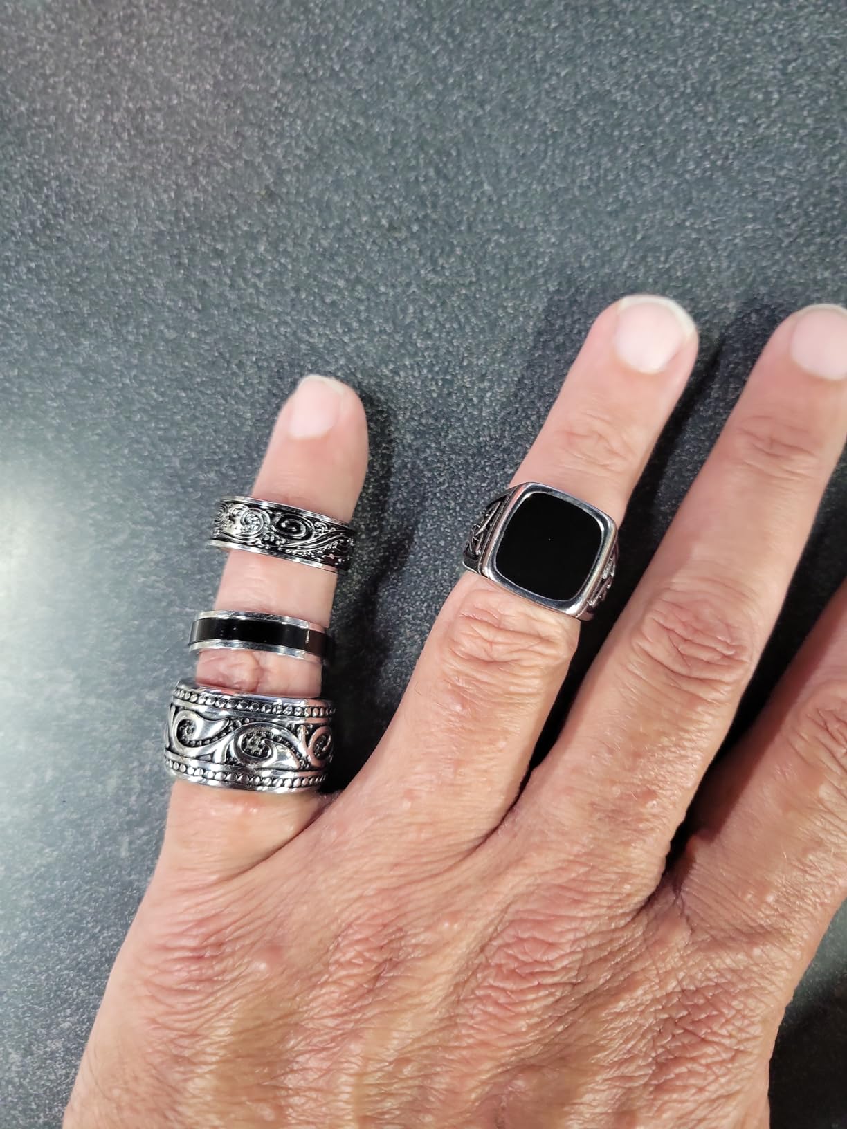 Jstyle 4 Pcs Stainless Steel Signet Rings for Men Vintage Celtic Rings Set customer photo 2