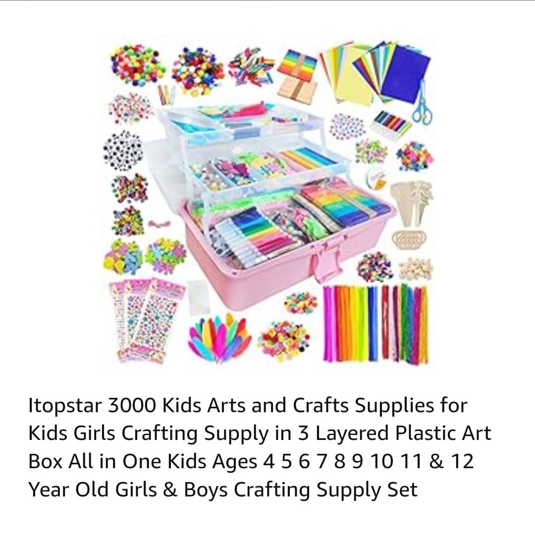 Itopstar 3000 Kids Arts and Crafts Supplies for Kids Crafting Supply in 3 Layered Plastic Art Box All in One Ages 8 9 10 11 & 12 Year Old Girls & Boys Crafting Supply Set customer photo 2