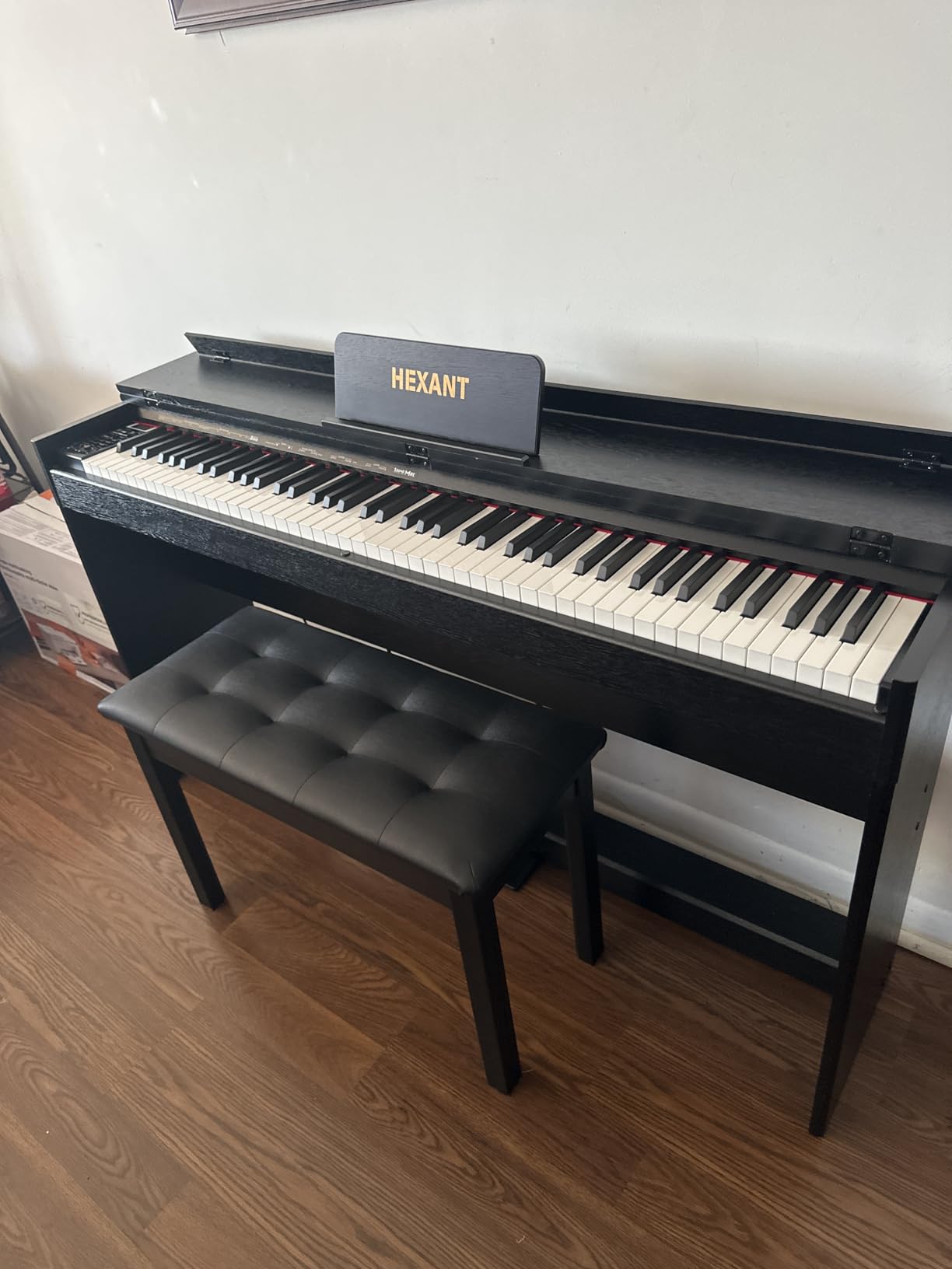 HEXANT 88-Key Weighted Digital Piano, Full-Size Semi-Weighted Upright Flip Electric Keyboard Piano with 3 Pedal and Multi-Functional Keyboard for Beginner(with Bench,Black) customer photo 1