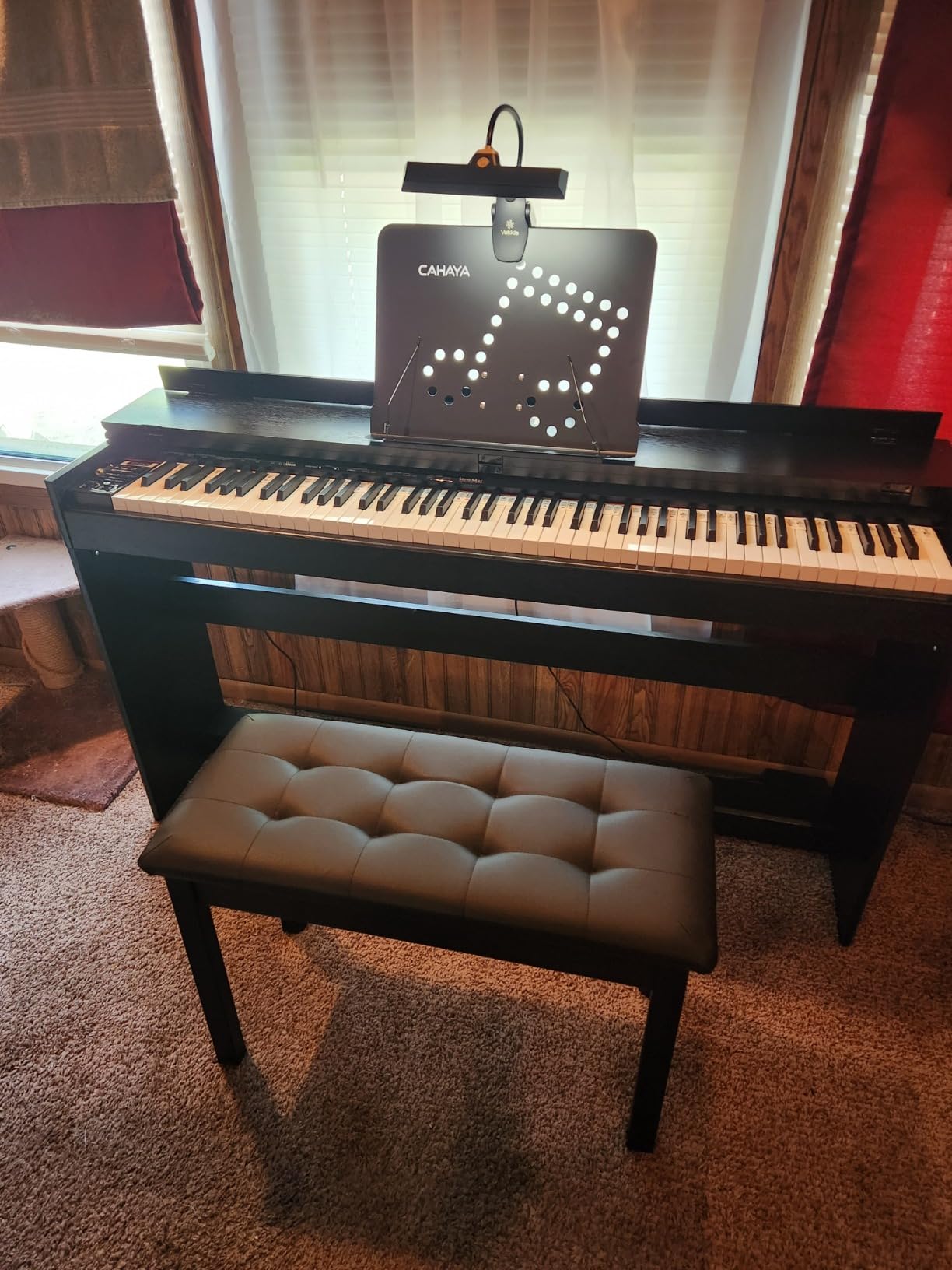 HEXANT 88-Key Weighted Digital Piano, Full-Size Semi-Weighted Upright Flip Electric Keyboard Piano with 3 Pedal and Multi-Functional Keyboard for Beginner(with Bench,Black) customer photo 2